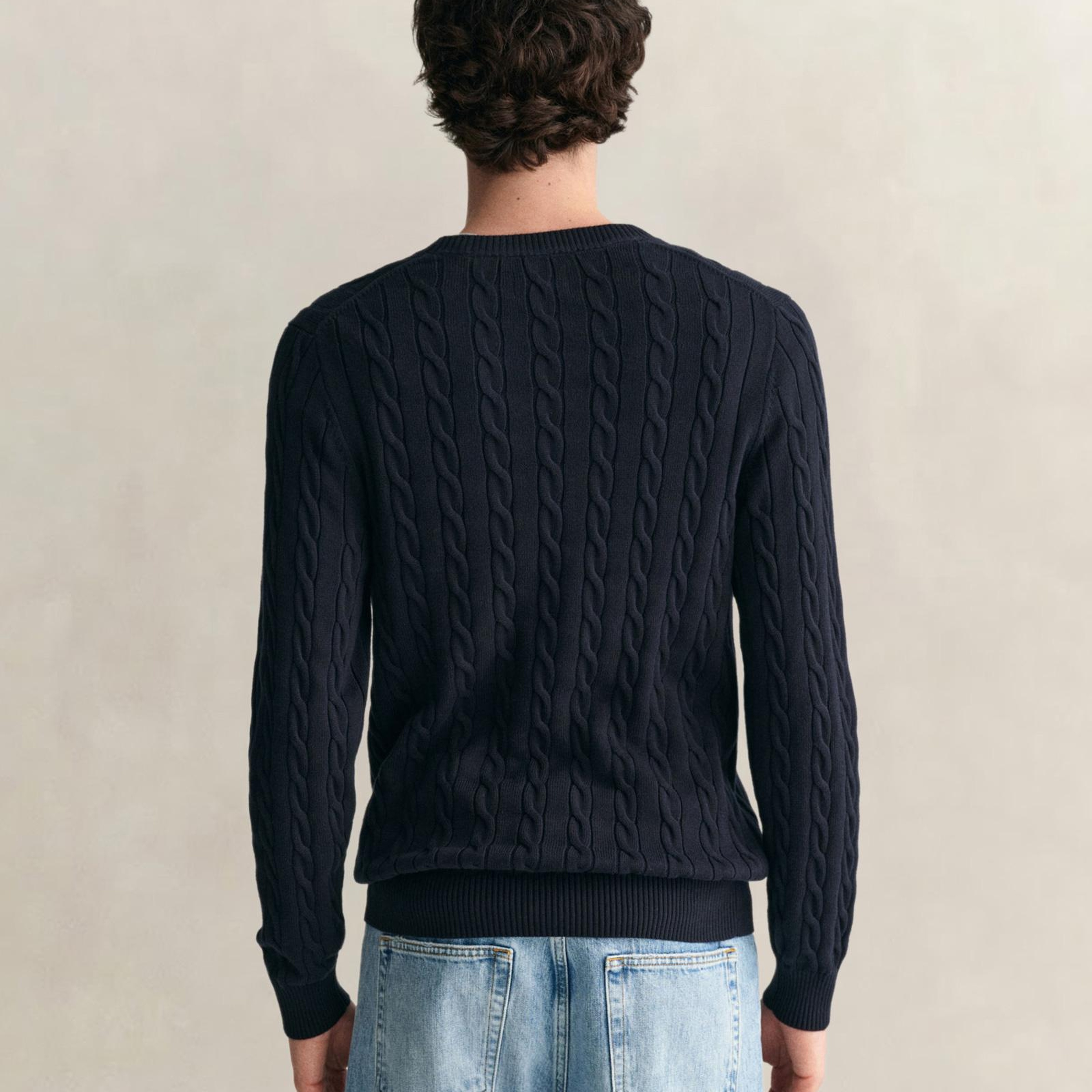 GANT Erkek Lacivert Regular Fit Bisiklet Yaka Örgü Kazak