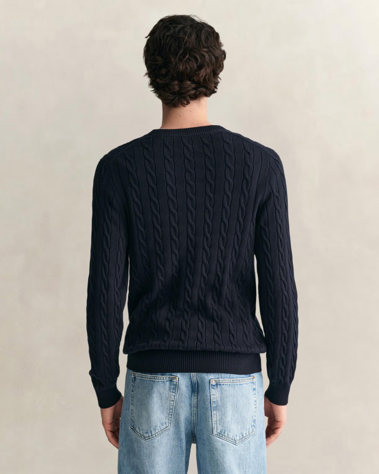 GANT Erkek Lacivert Regular Fit Bisiklet Yaka Örgü Kazak