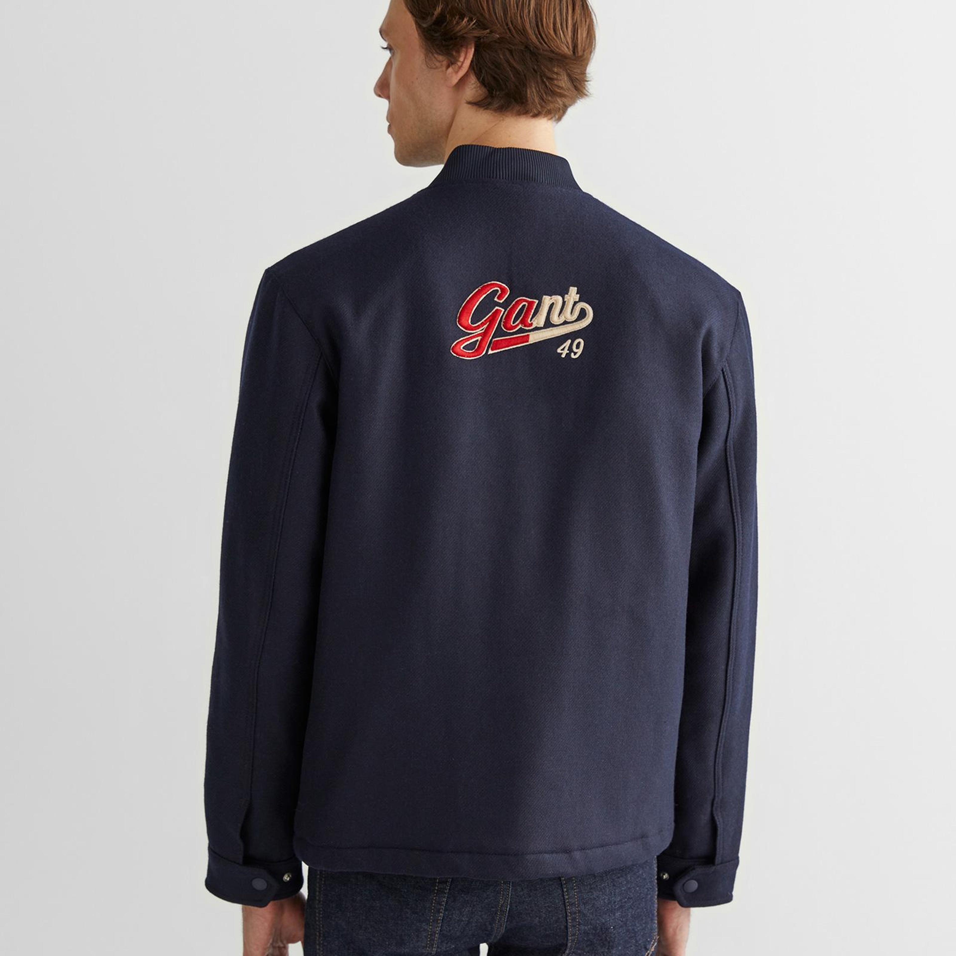 GANT Erkek Lacivert Oversize Fit Hakim Yaka Logolu Ceket