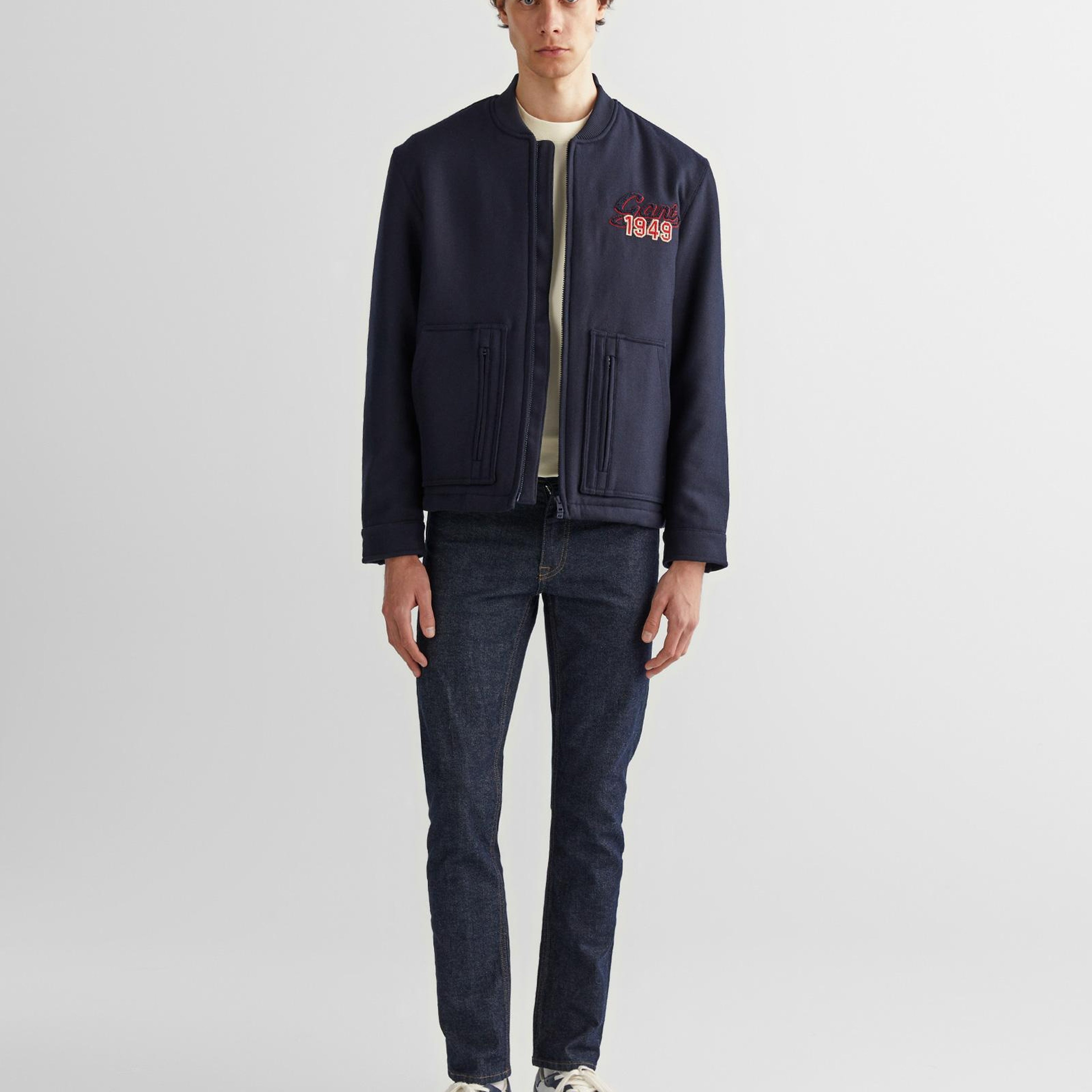 GANT Erkek Lacivert Oversize Fit Hakim Yaka Logolu Ceket