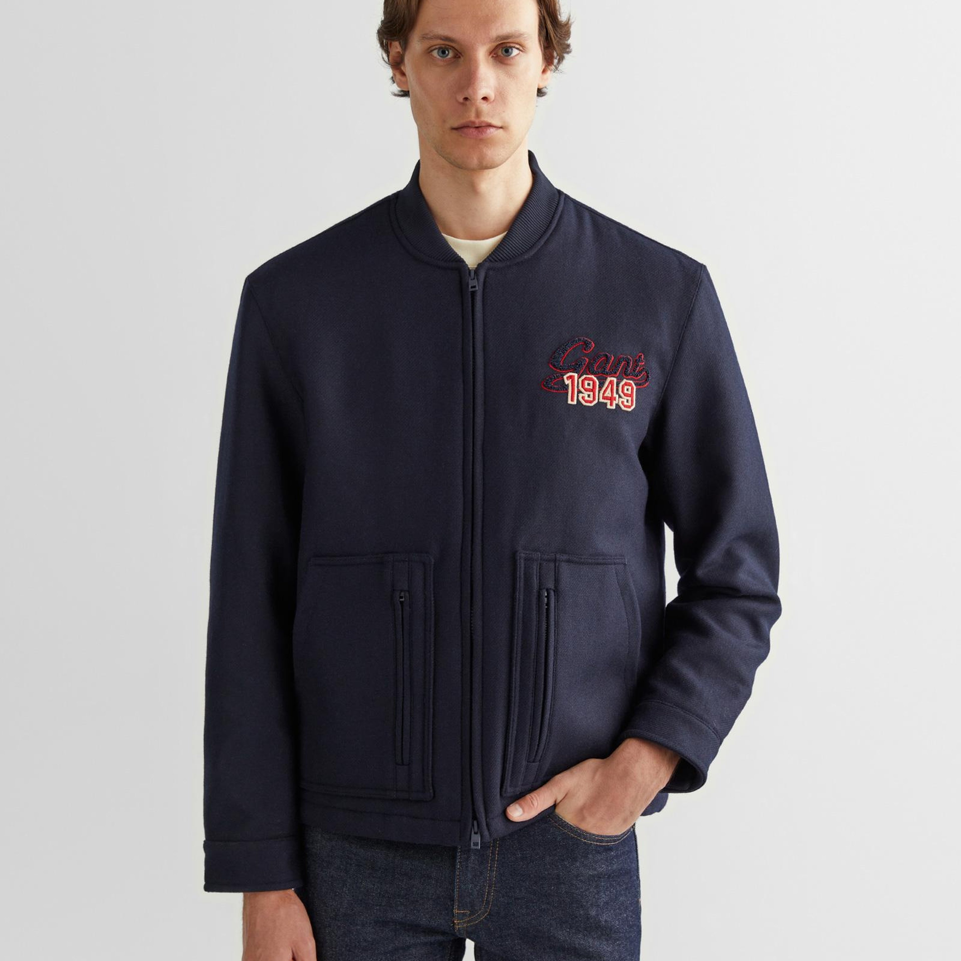 GANT Erkek Lacivert Oversize Fit Hakim Yaka Logolu Ceket
