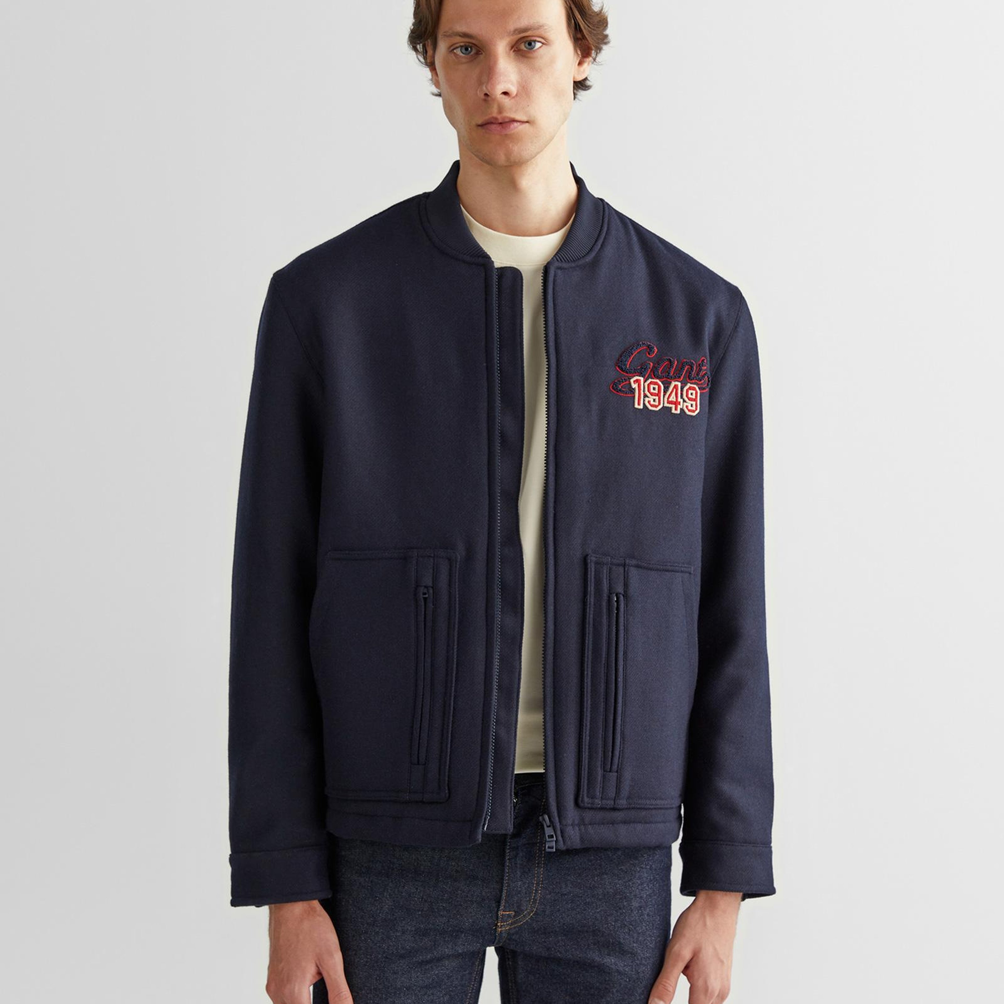 GANT Erkek Lacivert Oversize Fit Hakim Yaka Logolu Ceket