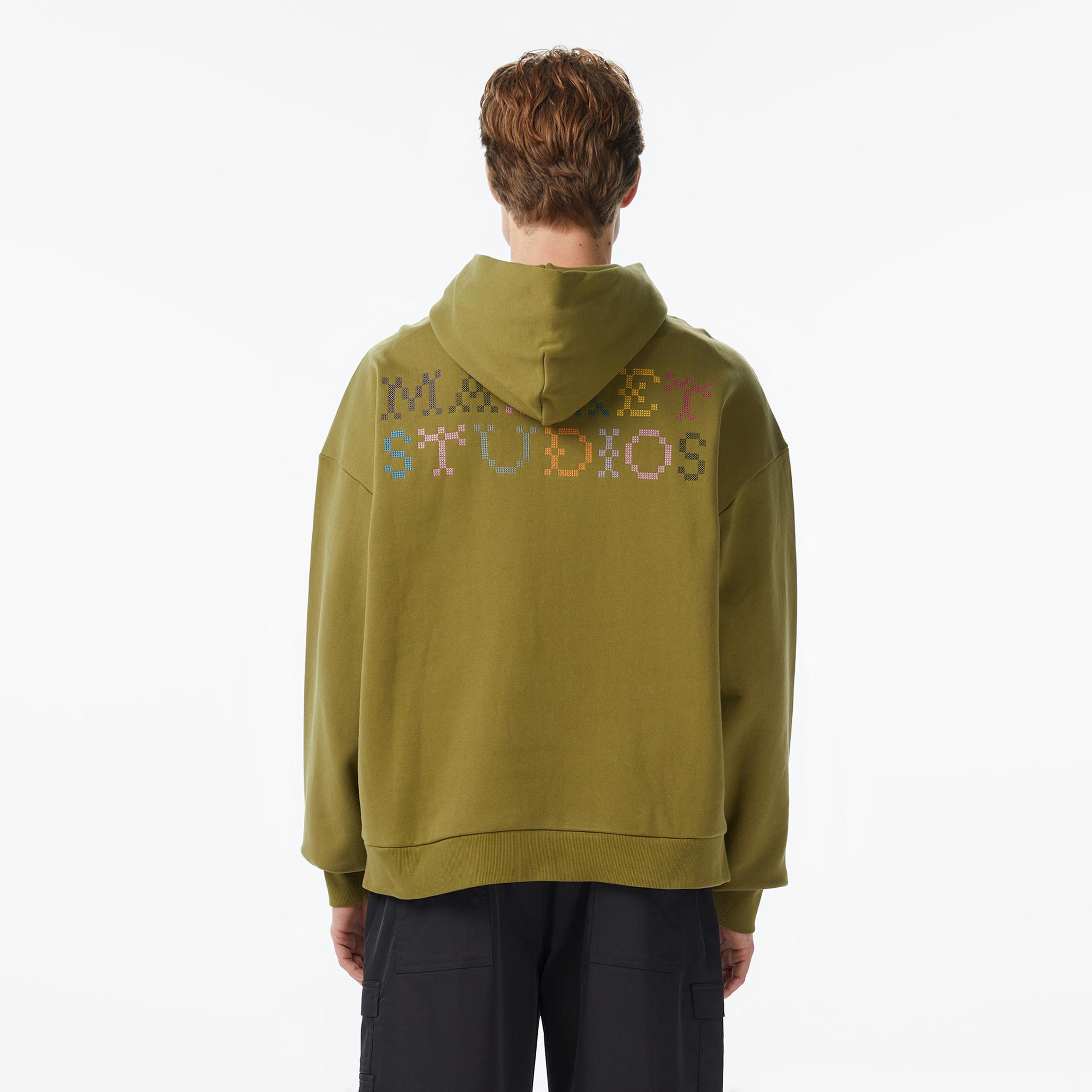 Market Folk Fitted Bear Erkek Yeşil Hoodie