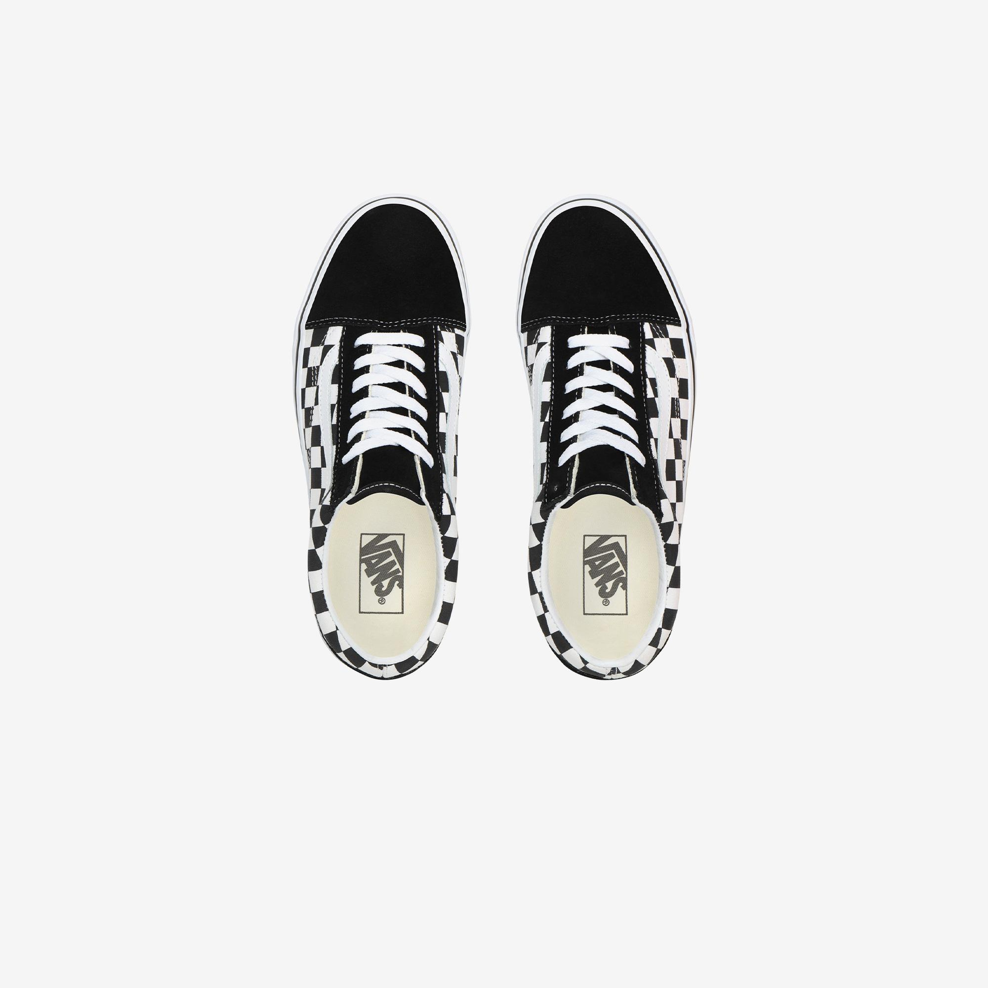 Vans Old Skool Platform Checkerboard Kadın Platform Siyah Sneaker