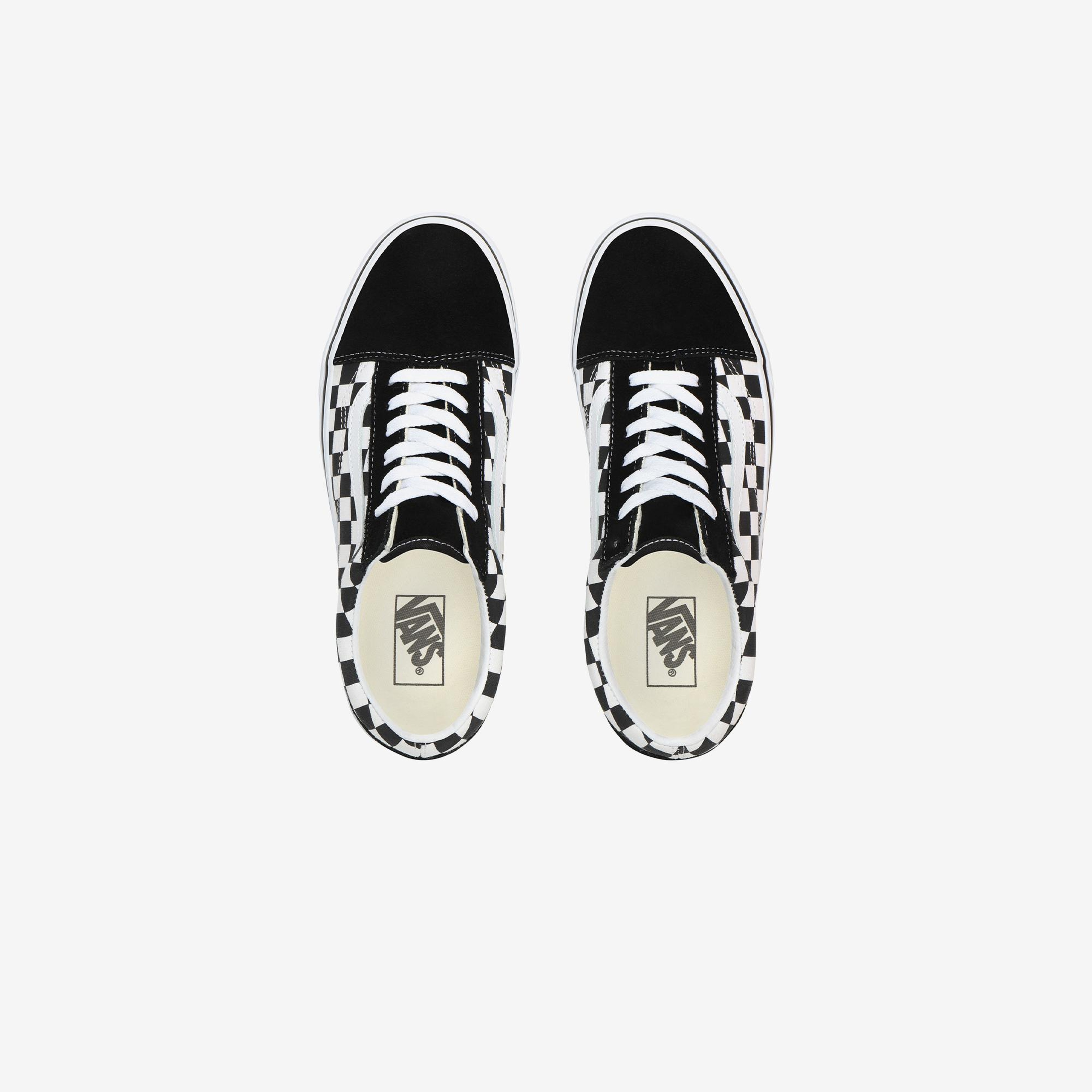 Vans Old Skool Platform Checkerboard Kadın Platform Siyah Sneaker