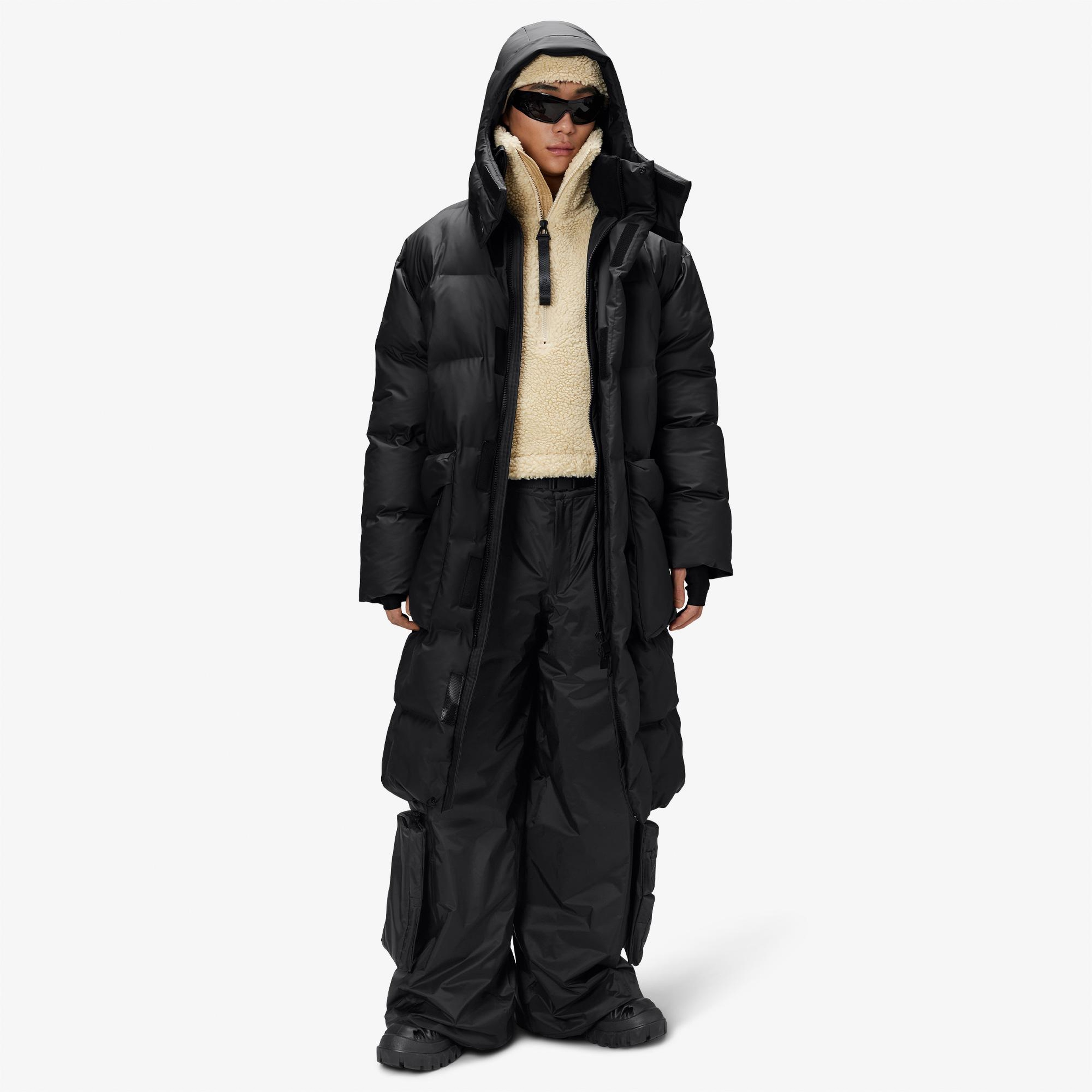 Rains Alta Long Puffer Erkek Siyah Mont