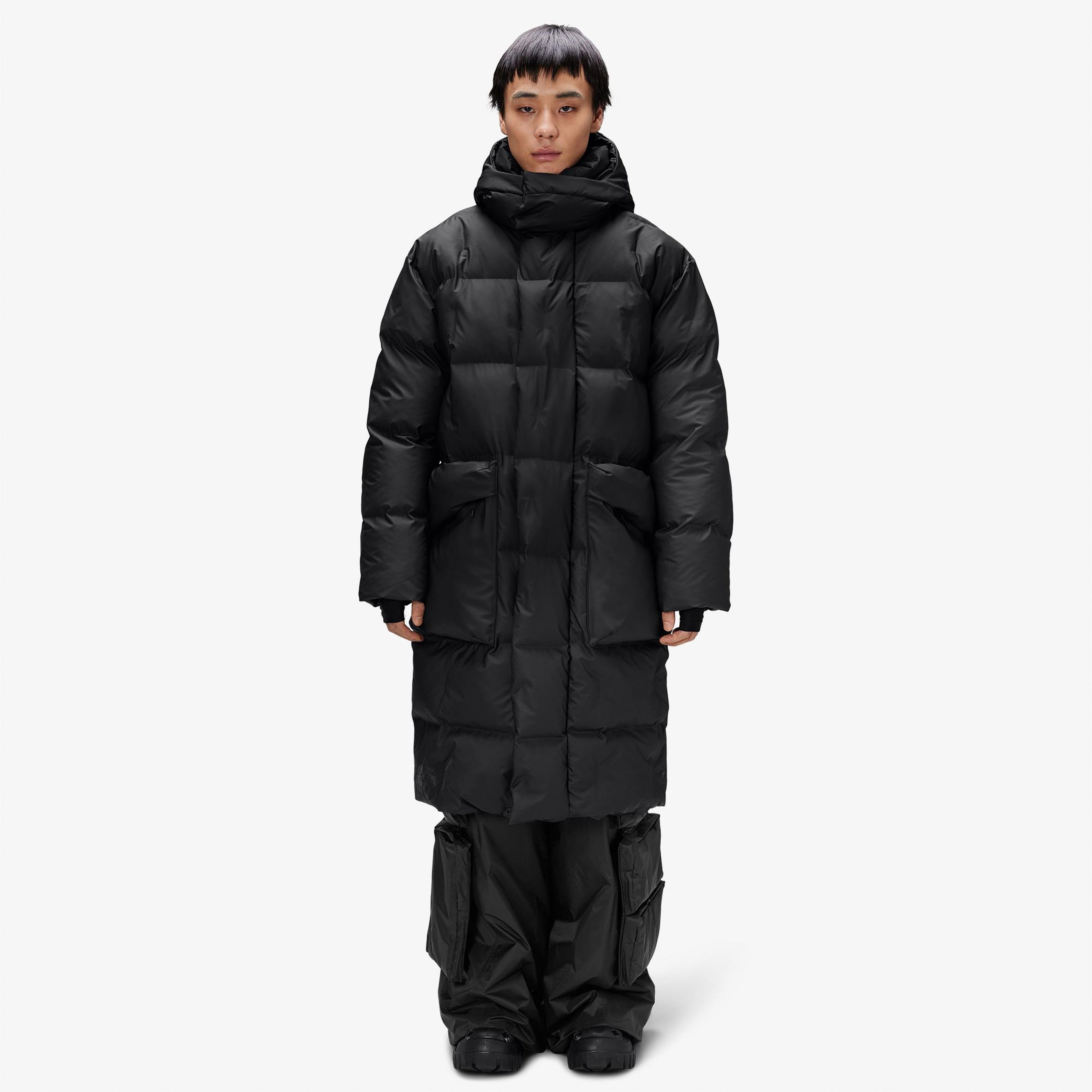 Rains Alta Long Puffer Erkek Siyah Mont