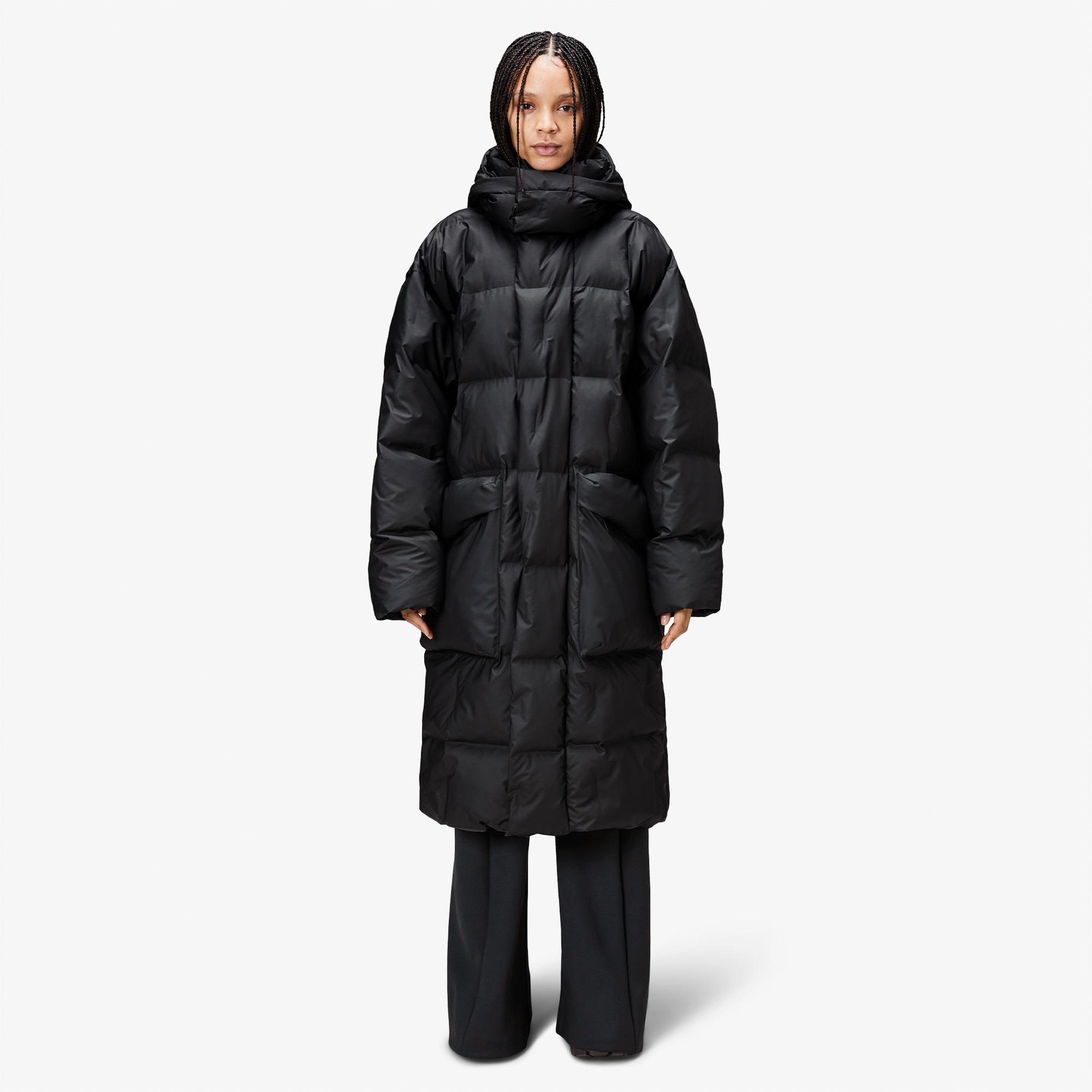 Rains Alta Long Puffer Erkek Siyah Mont