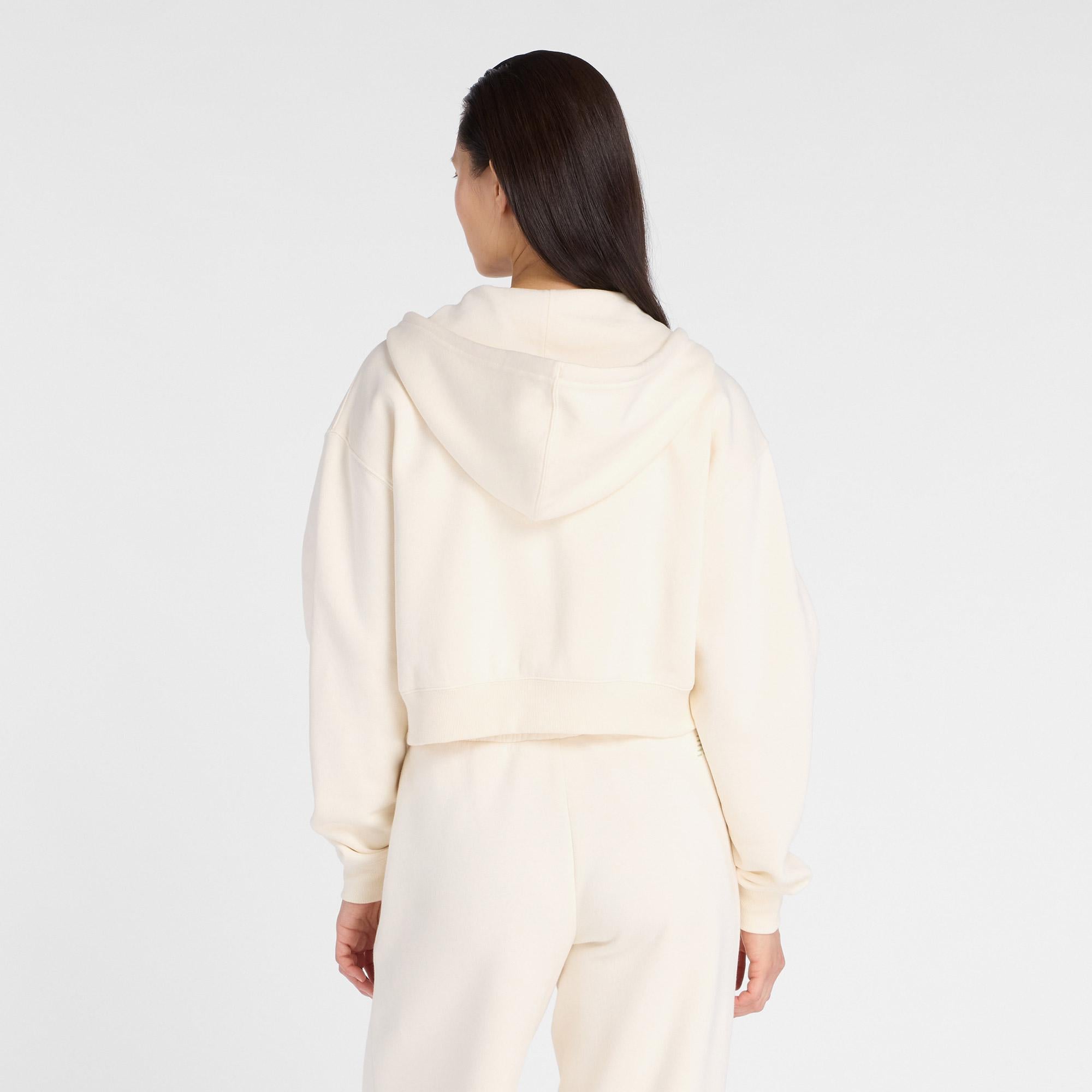New Balance Linear Heritage Fleece Kadın Beyaz Sweatshirt
