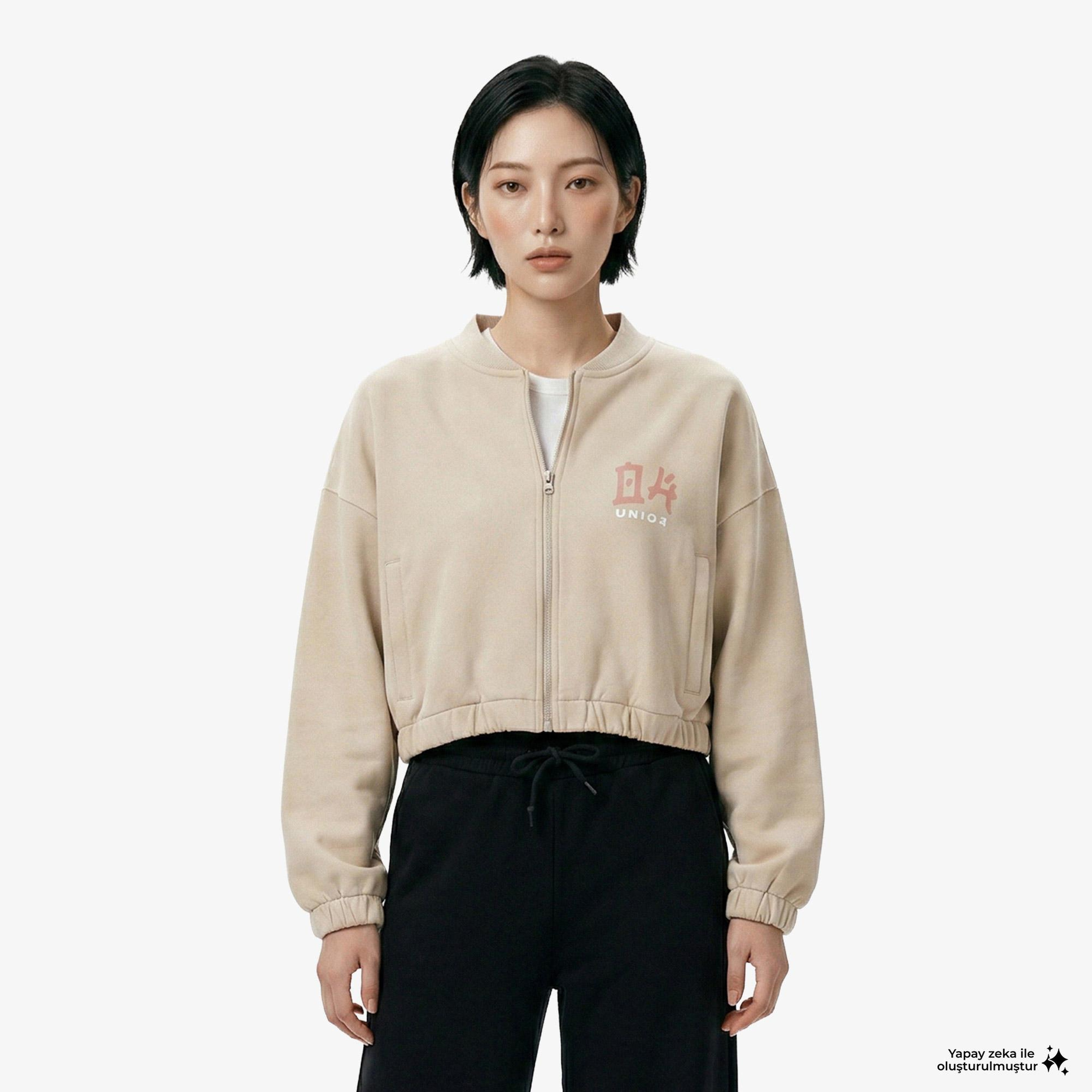 UNITED4 Regular Fit Kadın Krem Sweatshirt