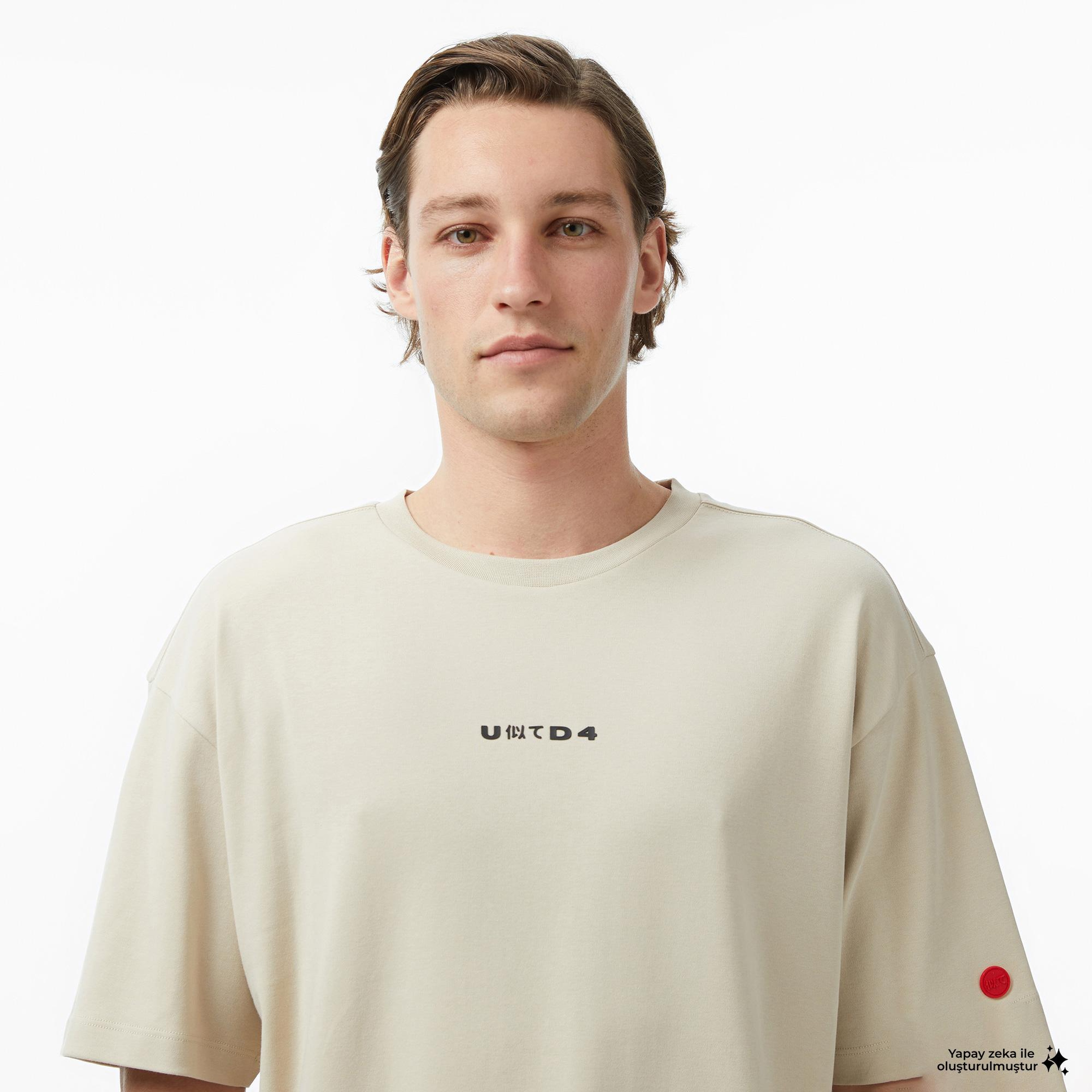 UNITED4 Regular Fit Erkek Krem T-Shirt
