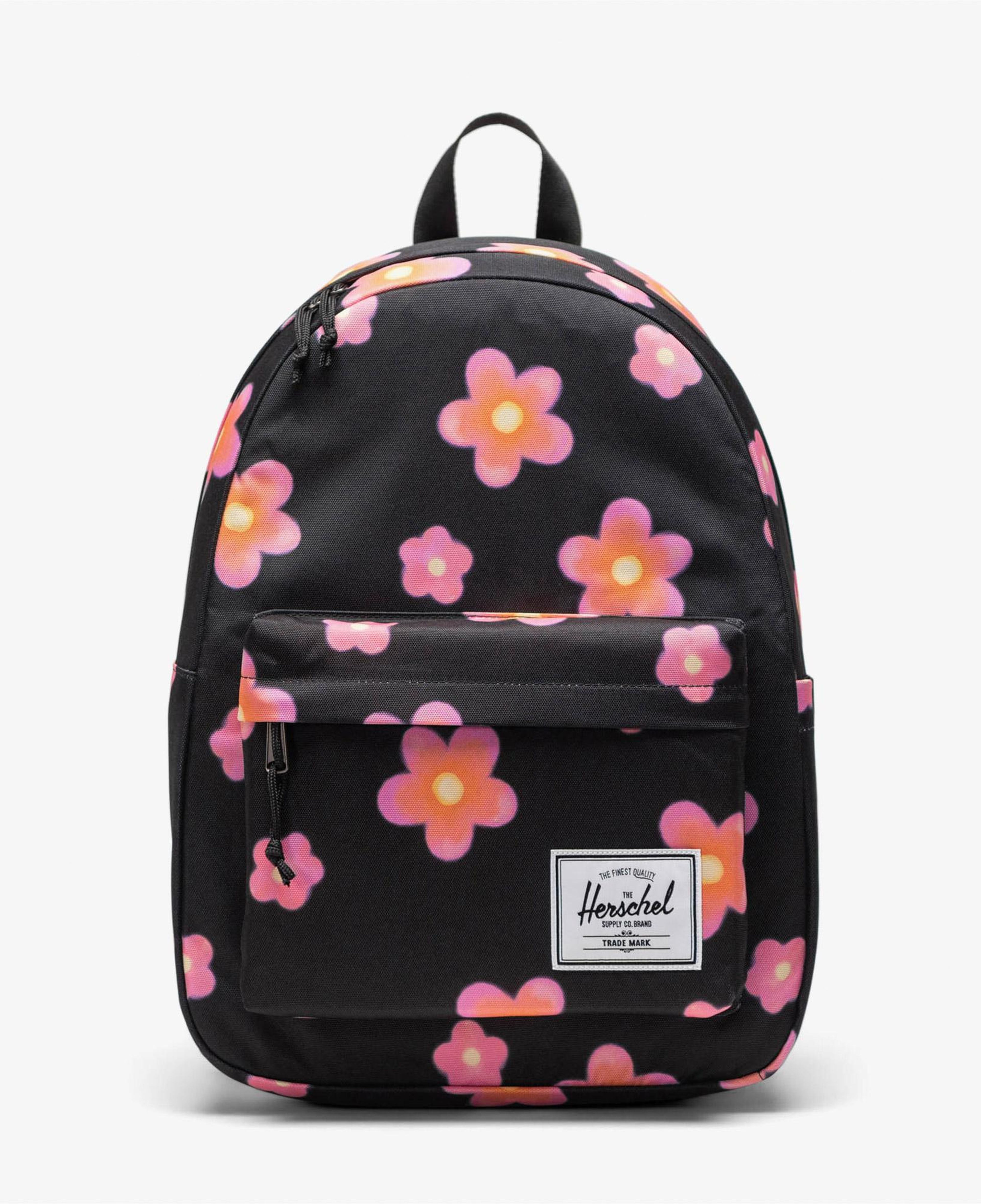 Herschel Classic Pink Flowers Unisex Siyah Sırt Çantası