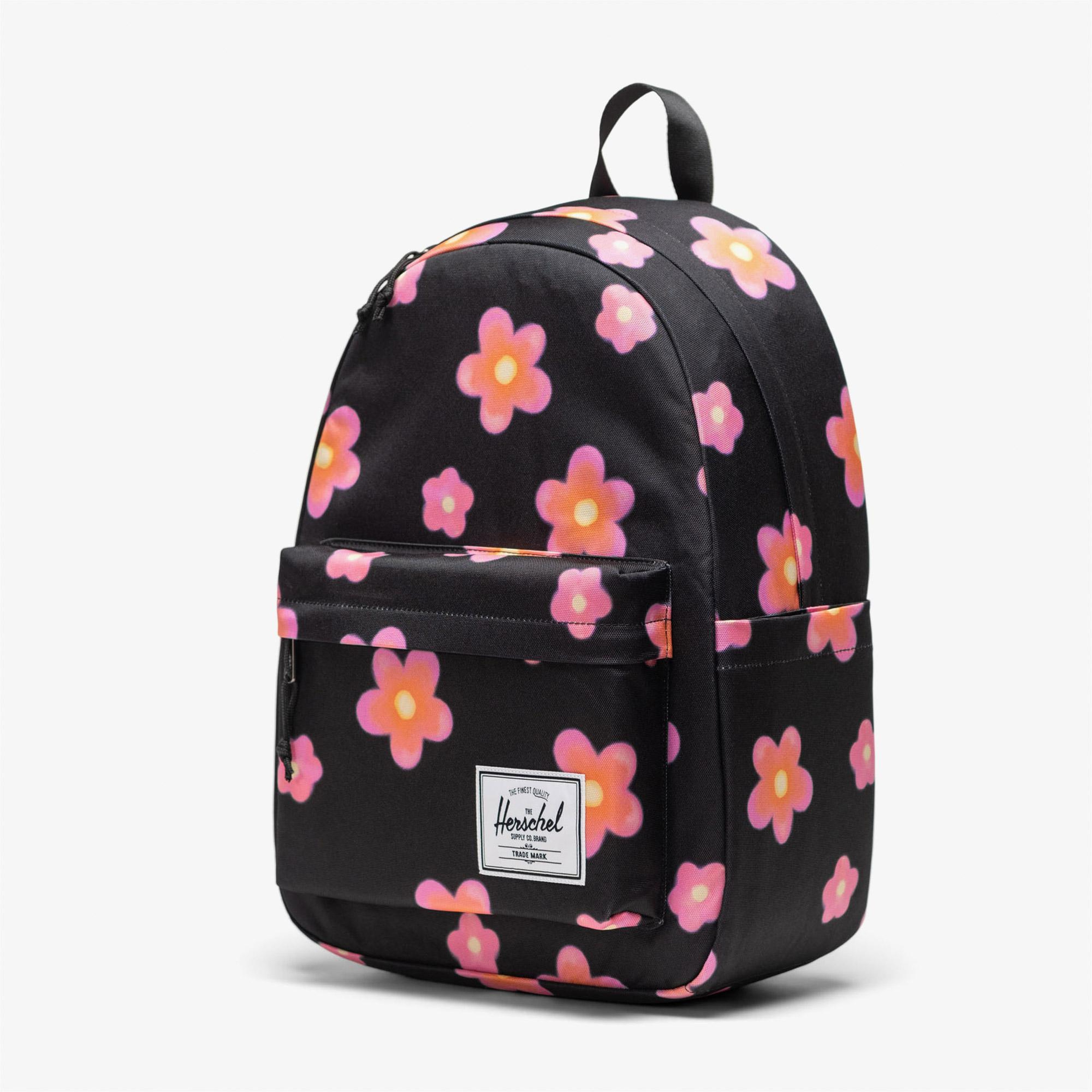 Herschel Classic Pink Flowers Unisex Siyah Sırt Çantası