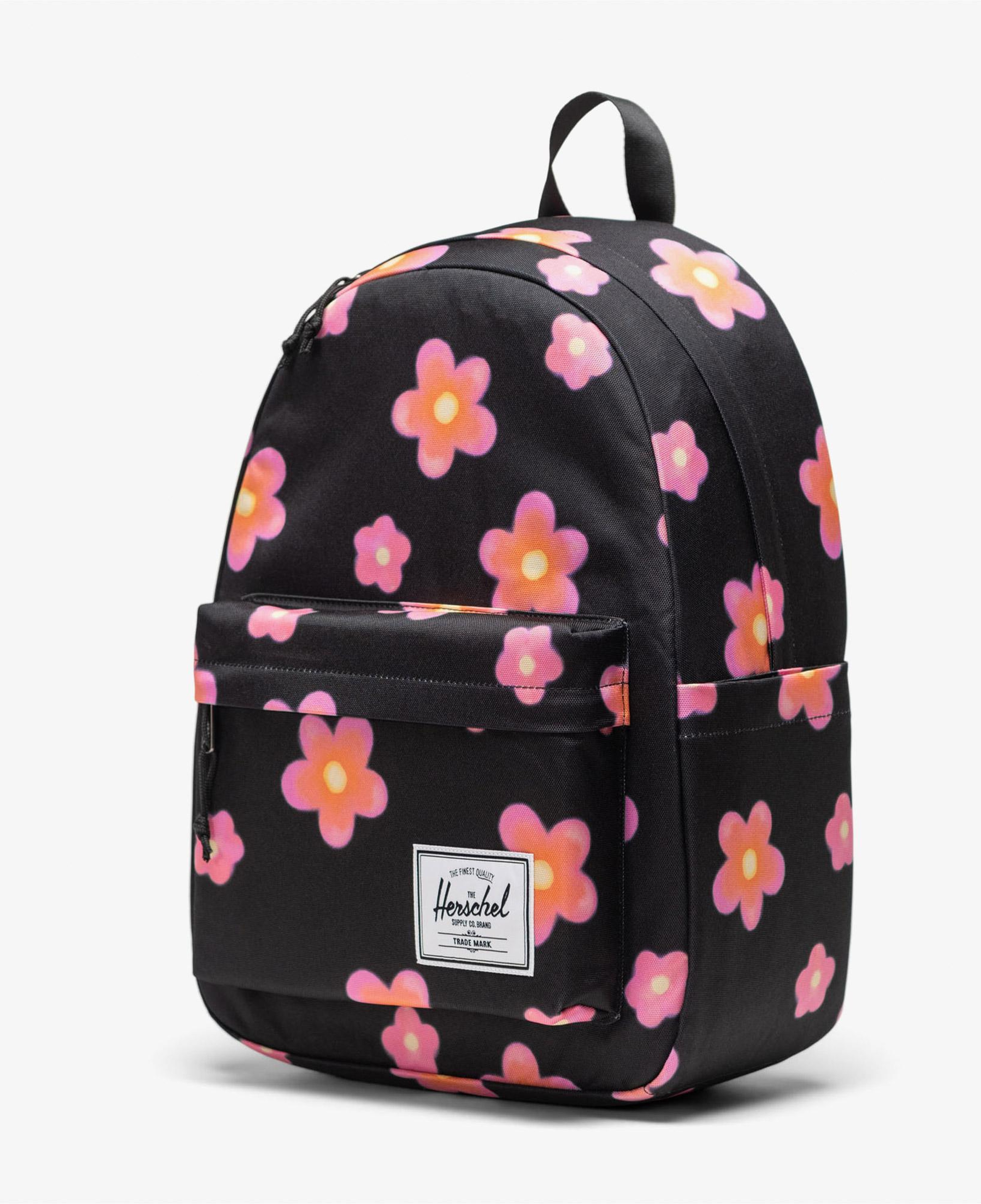 Herschel Classic Pink Flowers Unisex Siyah Sırt Çantası