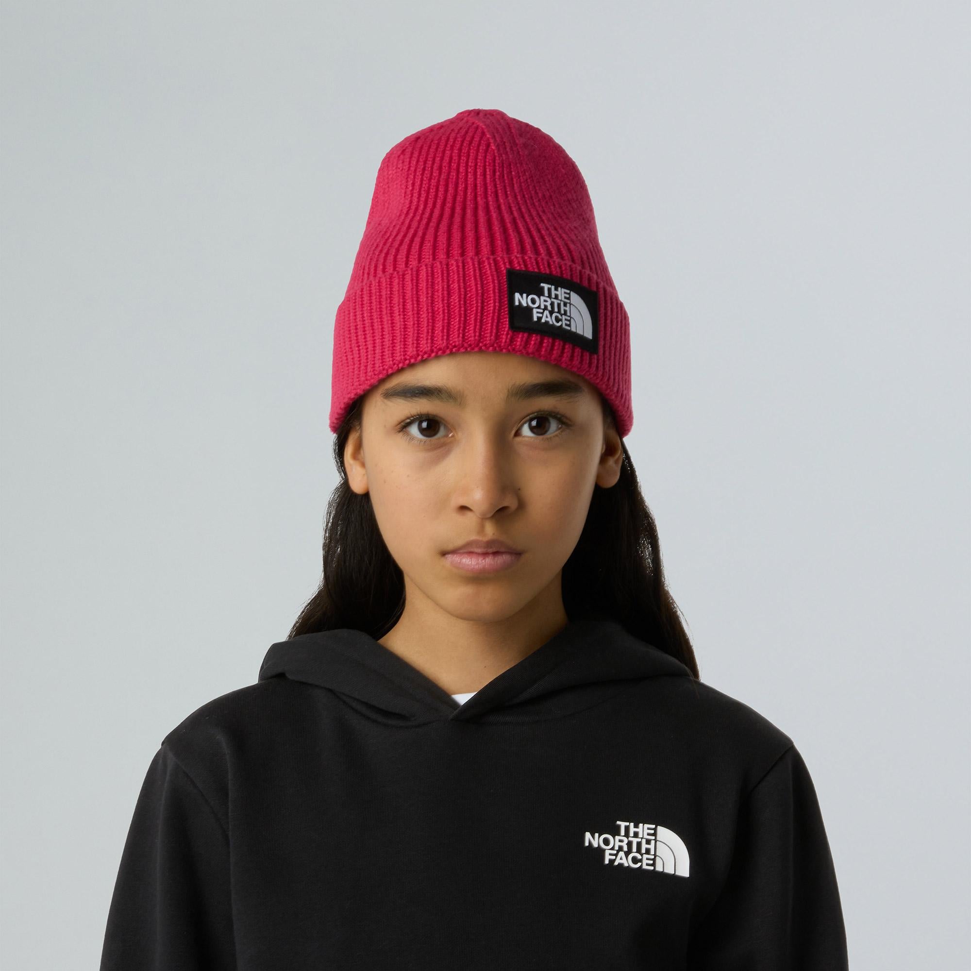 The North Face Logo Box Cuffed Çocuk Kırmızı Bere