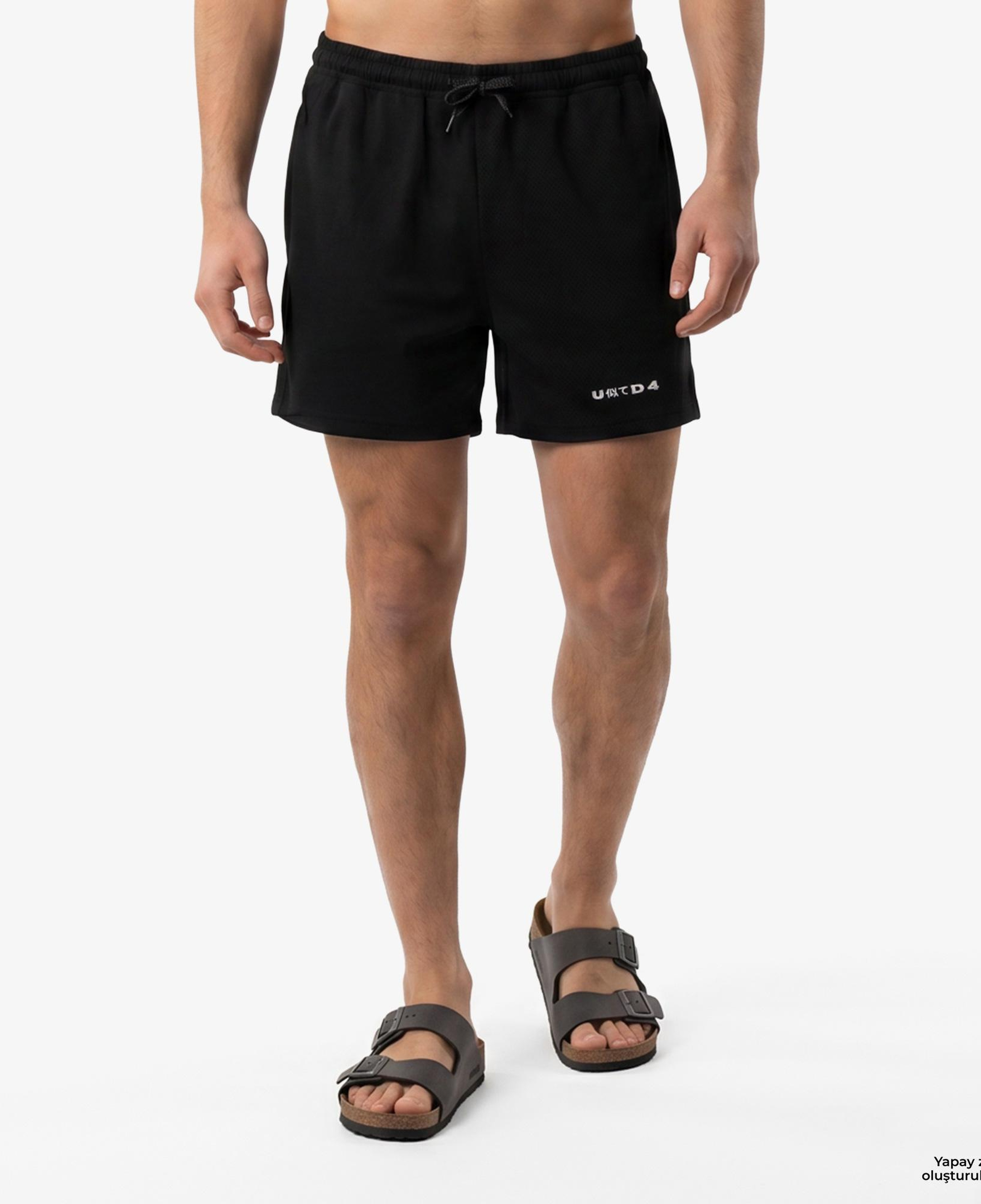 UNITED4 Comfort Fit Erkek Siyah Deniz Şortu