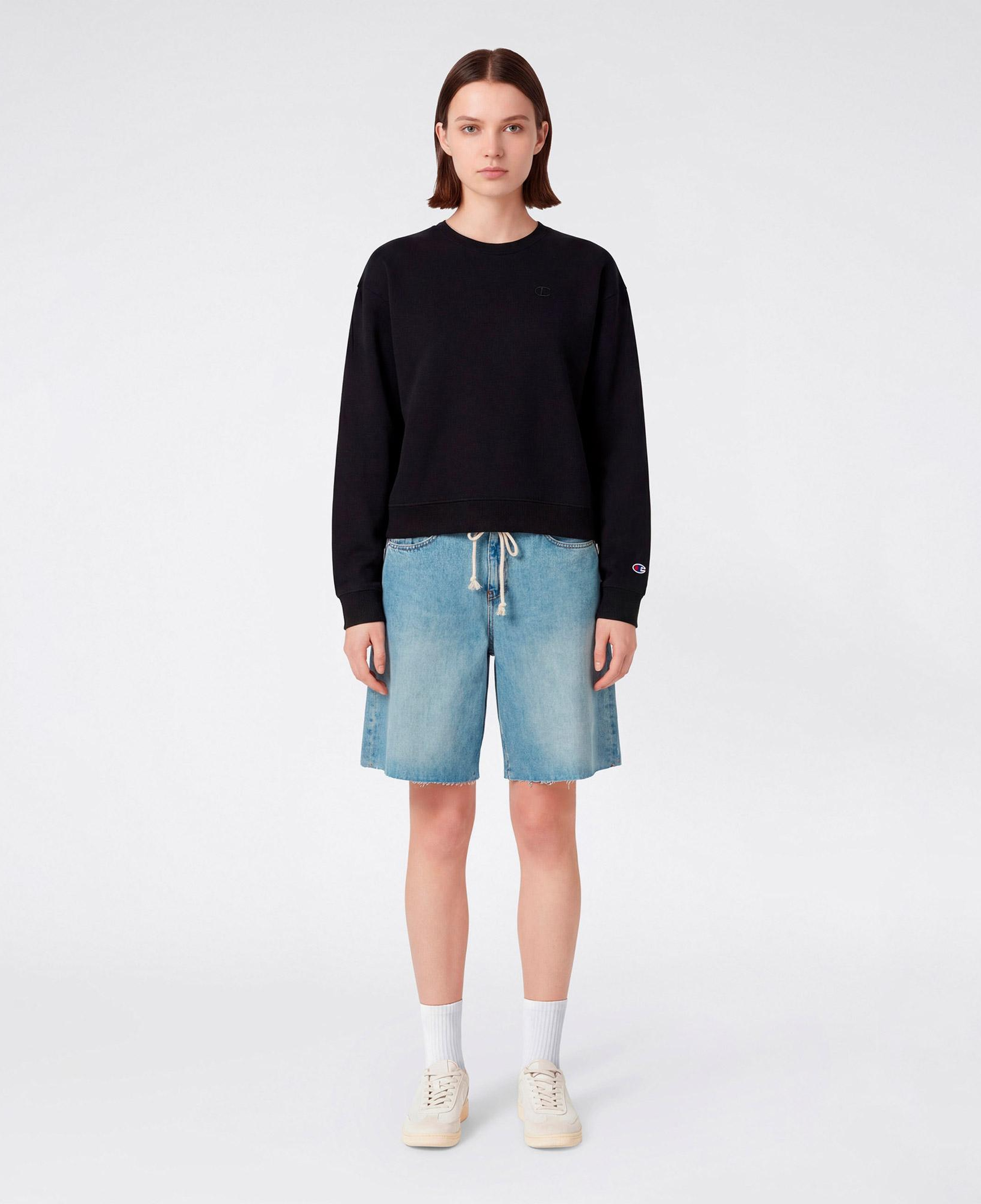 Champion Crewneck Regular Fit Kadın Siyah Sweatshirt