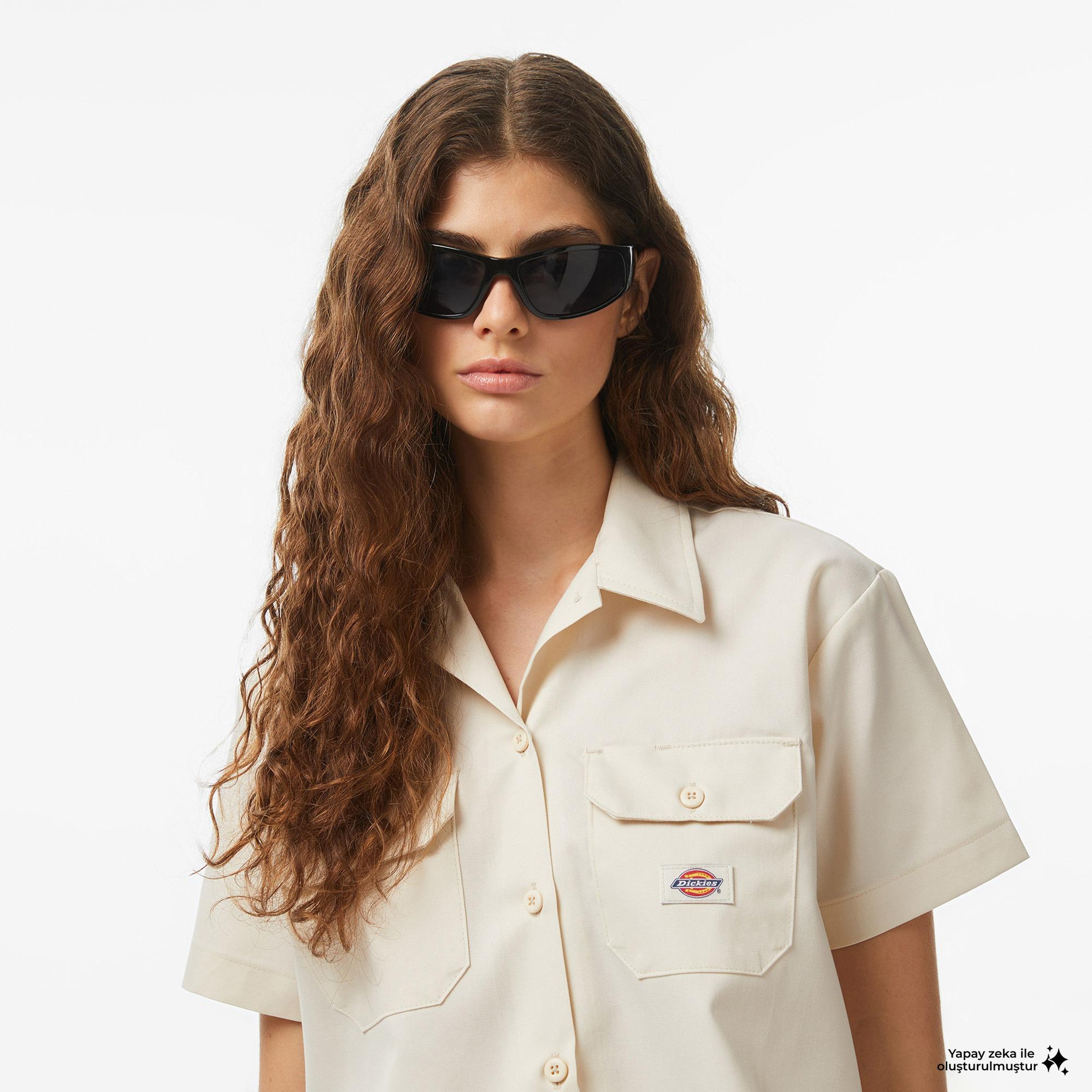 Dickies Ss Cropped Work Kadın Gri Gömlek
