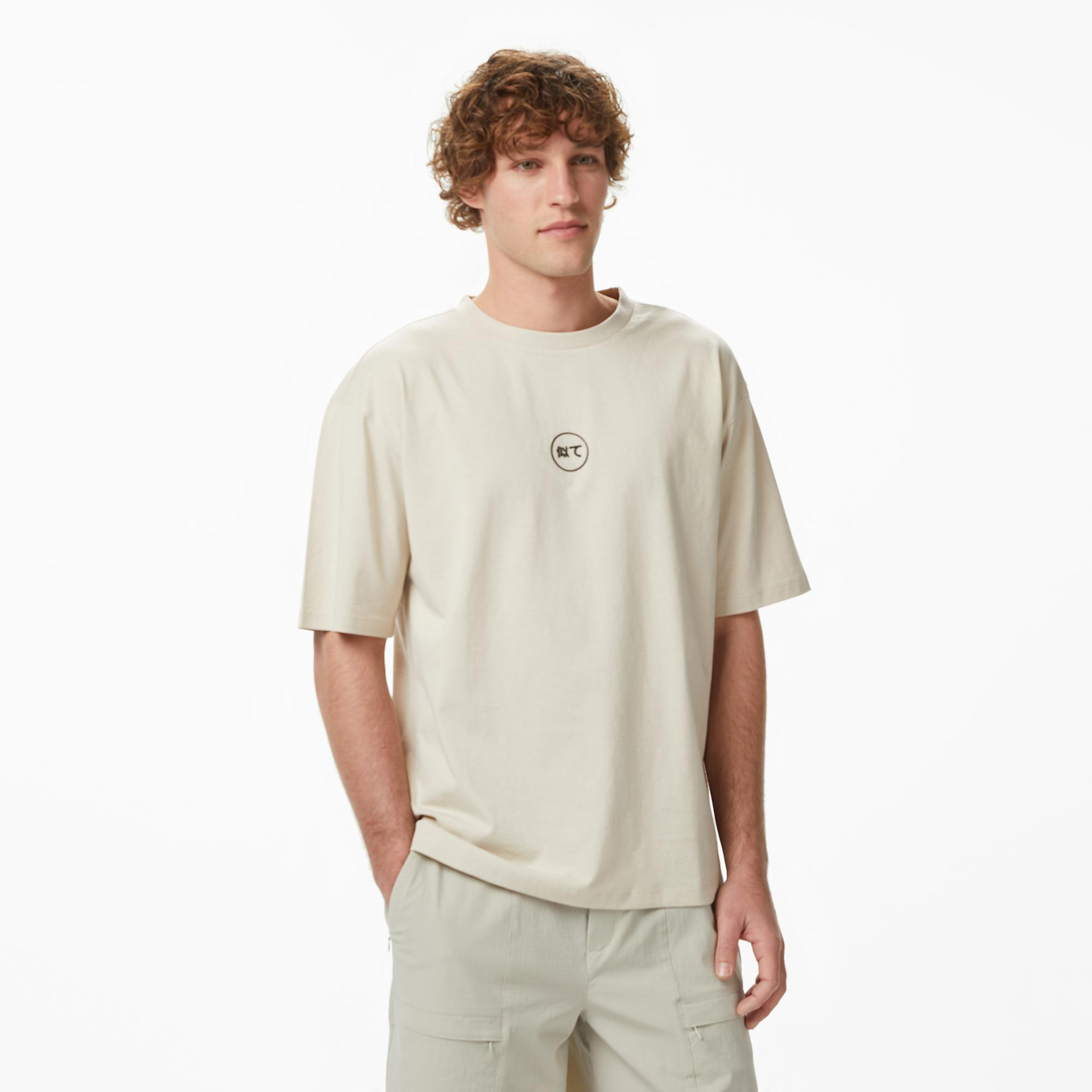 UNITED4 Regular Fit Erkek Krem T-Shirt