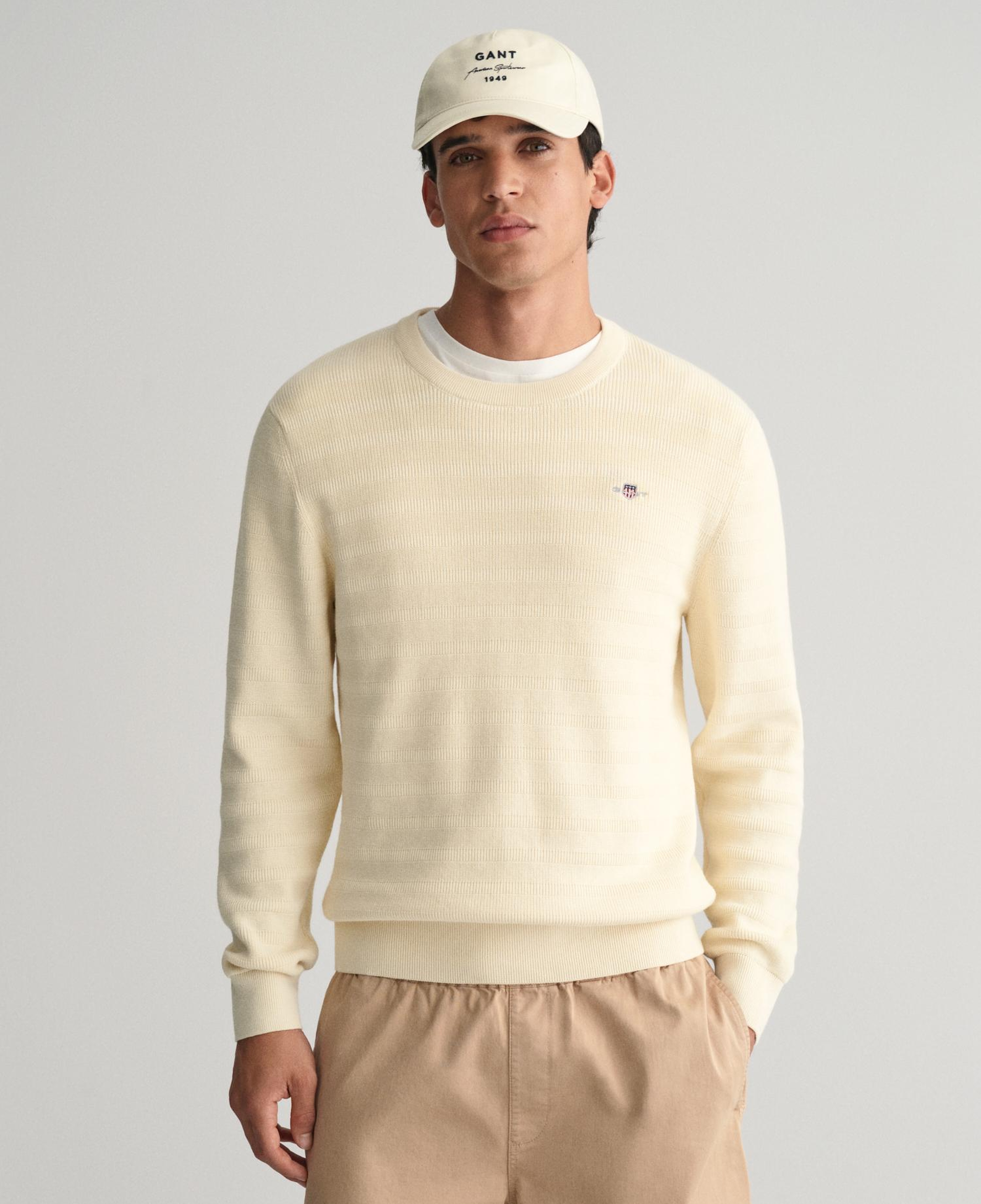 GANT Erkek Krem Regular Fit Bisiklet Yaka Kazak