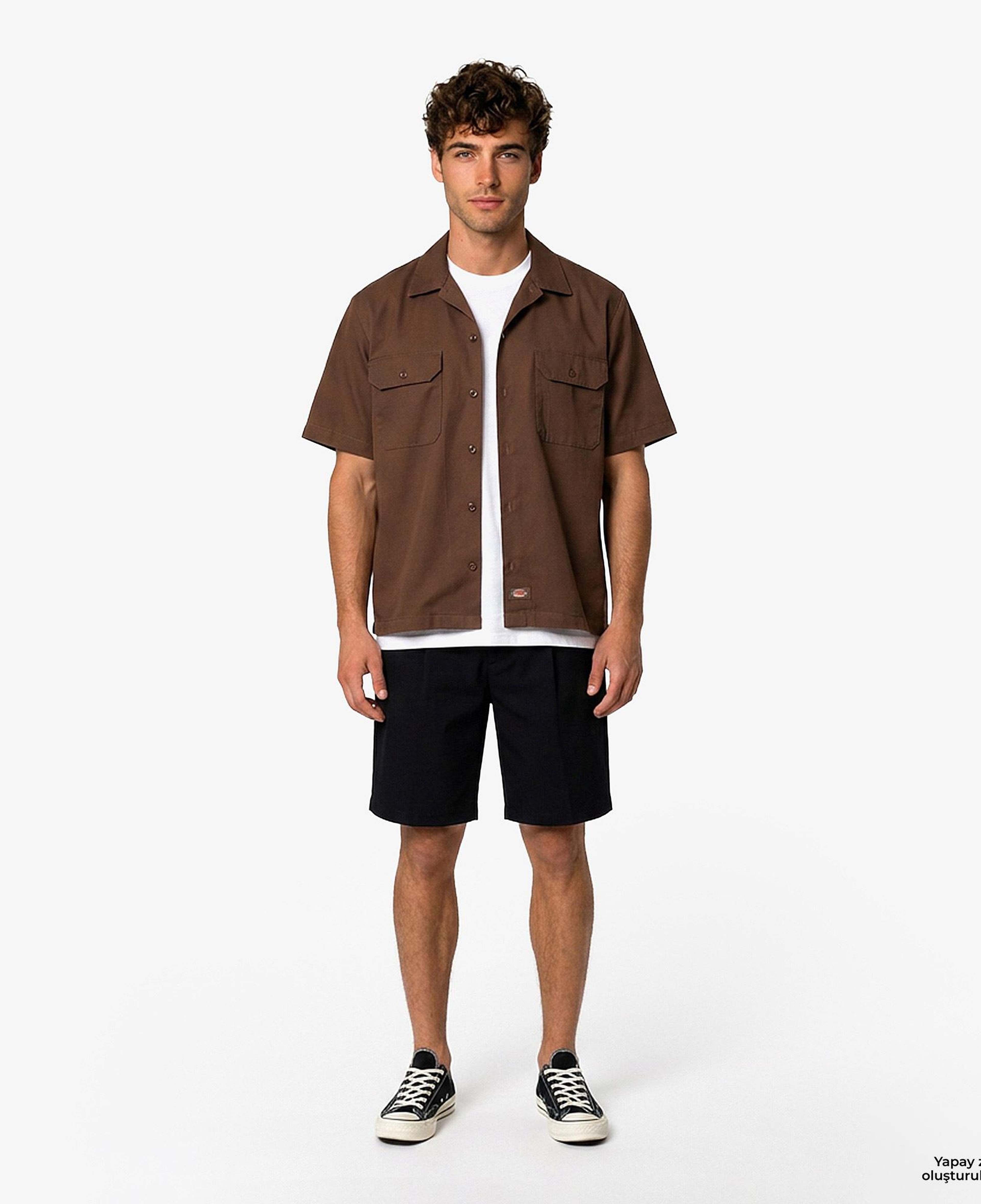 Dickies 246 Garment Dyed Erkek Kahverengi Gömlek