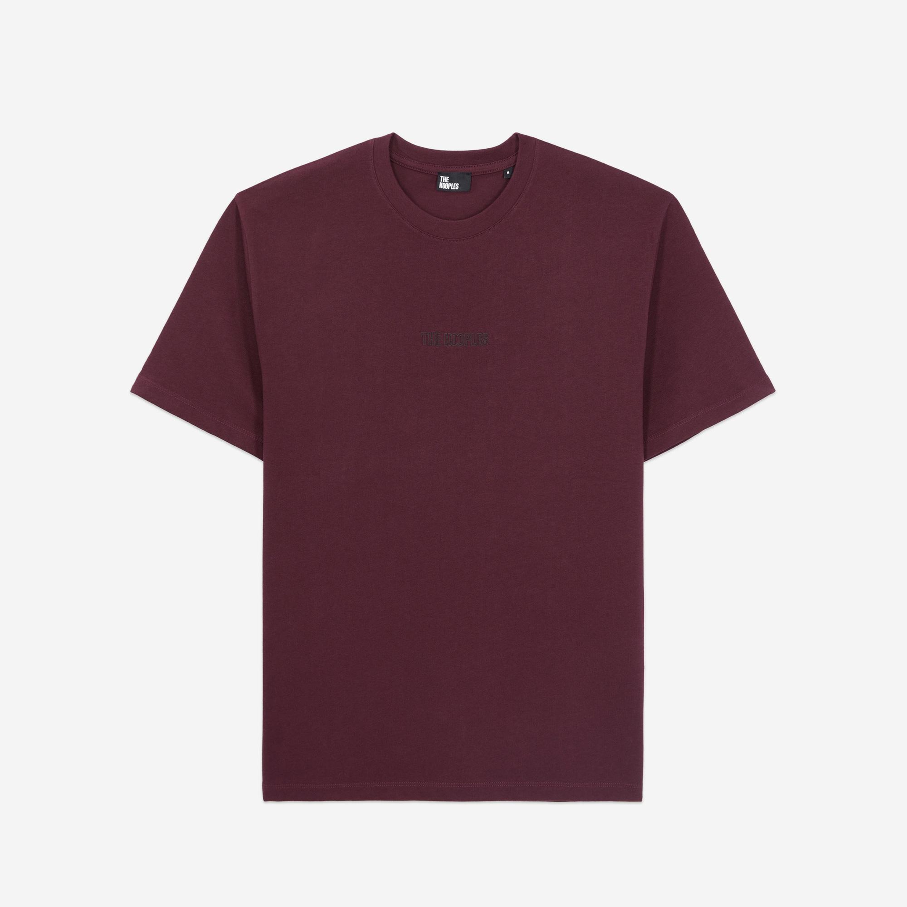 THE KOOPLES ERKEK BİSİKLET YAKA KISA KOLLU BASKILI BORDO T-SHIRT