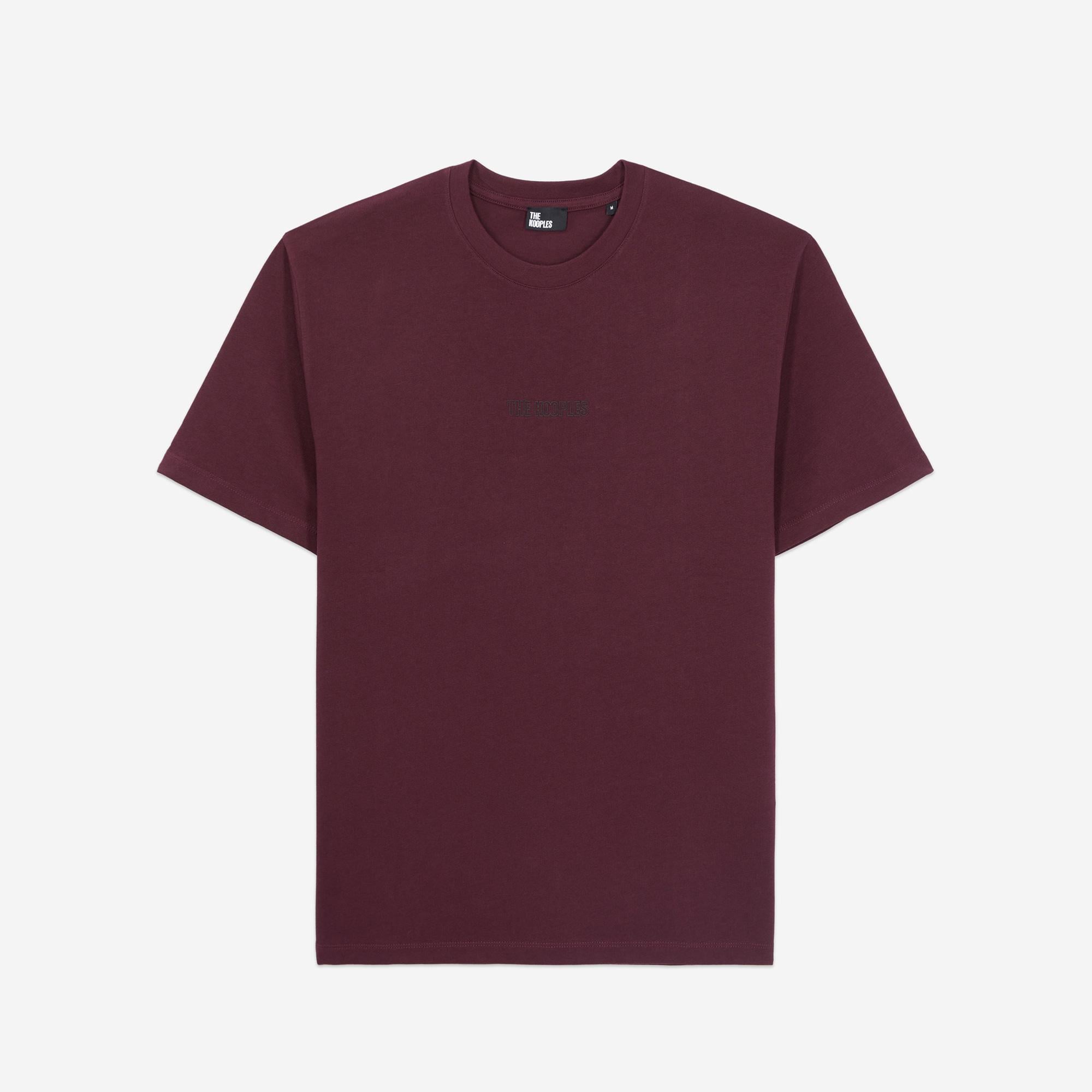 THE KOOPLES ERKEK BİSİKLET YAKA KISA KOLLU BASKILI BORDO T-SHIRT