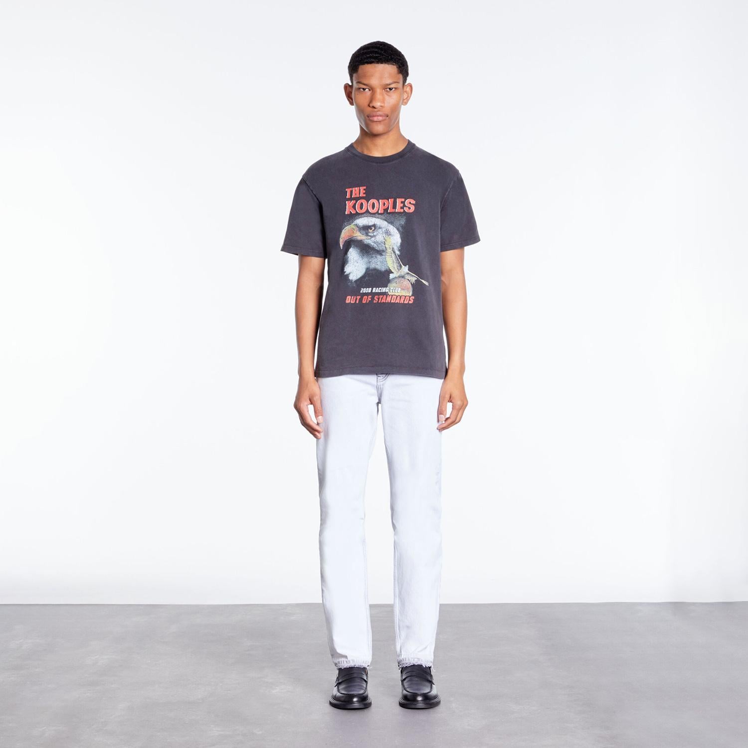 THE KOOPLES ERKEK BASKILI KISA KOLLU BİSİKLET YAKA SİYAH T-SHIRT