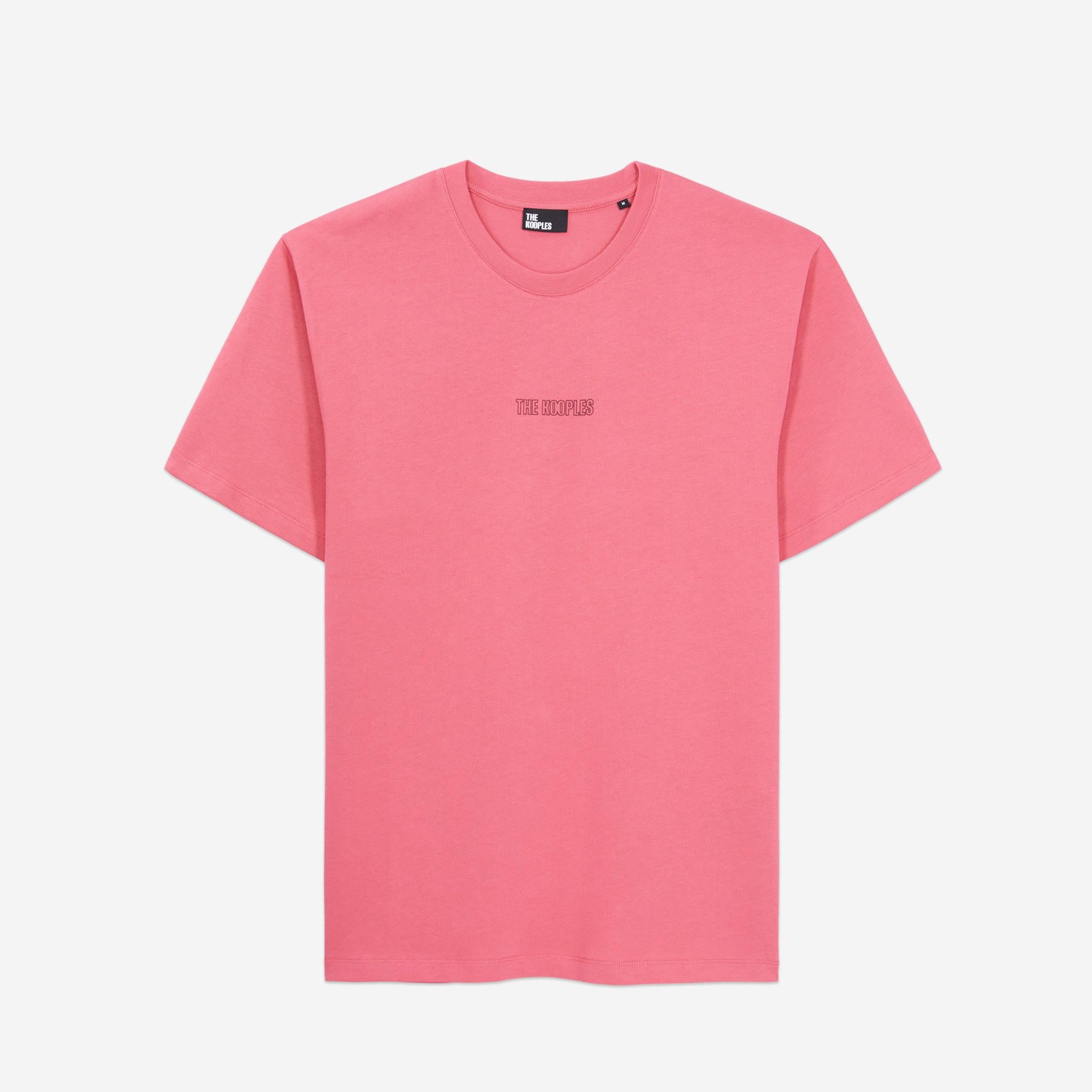 THE KOOPLES ERKEK BİSİKLET YAKA KISA KOLLU BASKILI PEMBE T-SHIRT