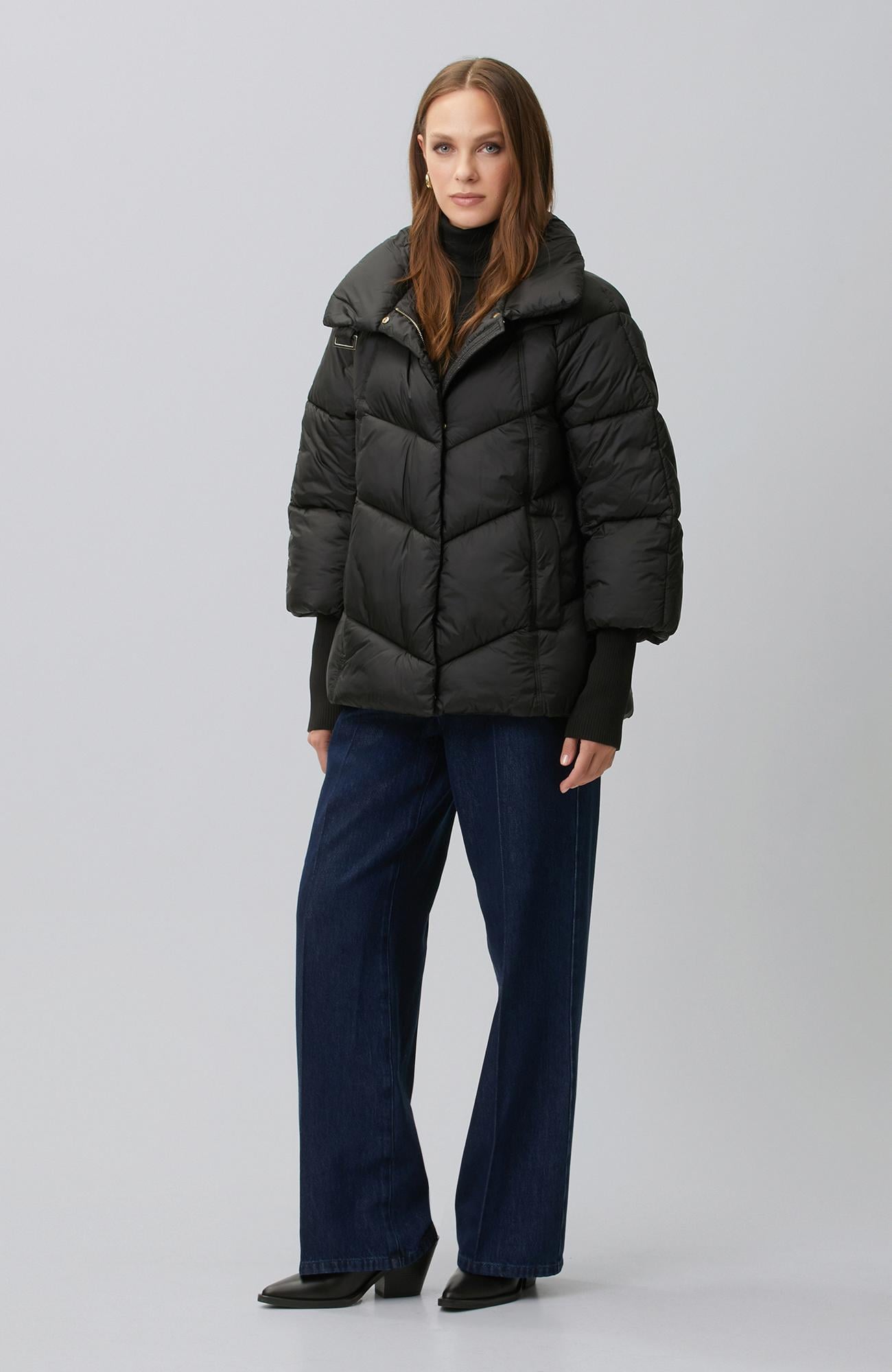 Network Kadın Siyah Oversize Puffer Mont