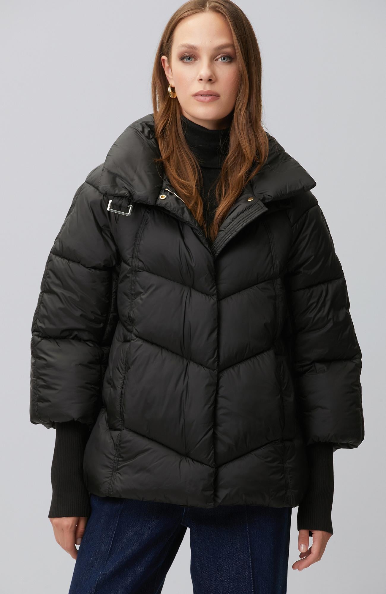 Network Kadın Siyah Oversize Puffer Mont