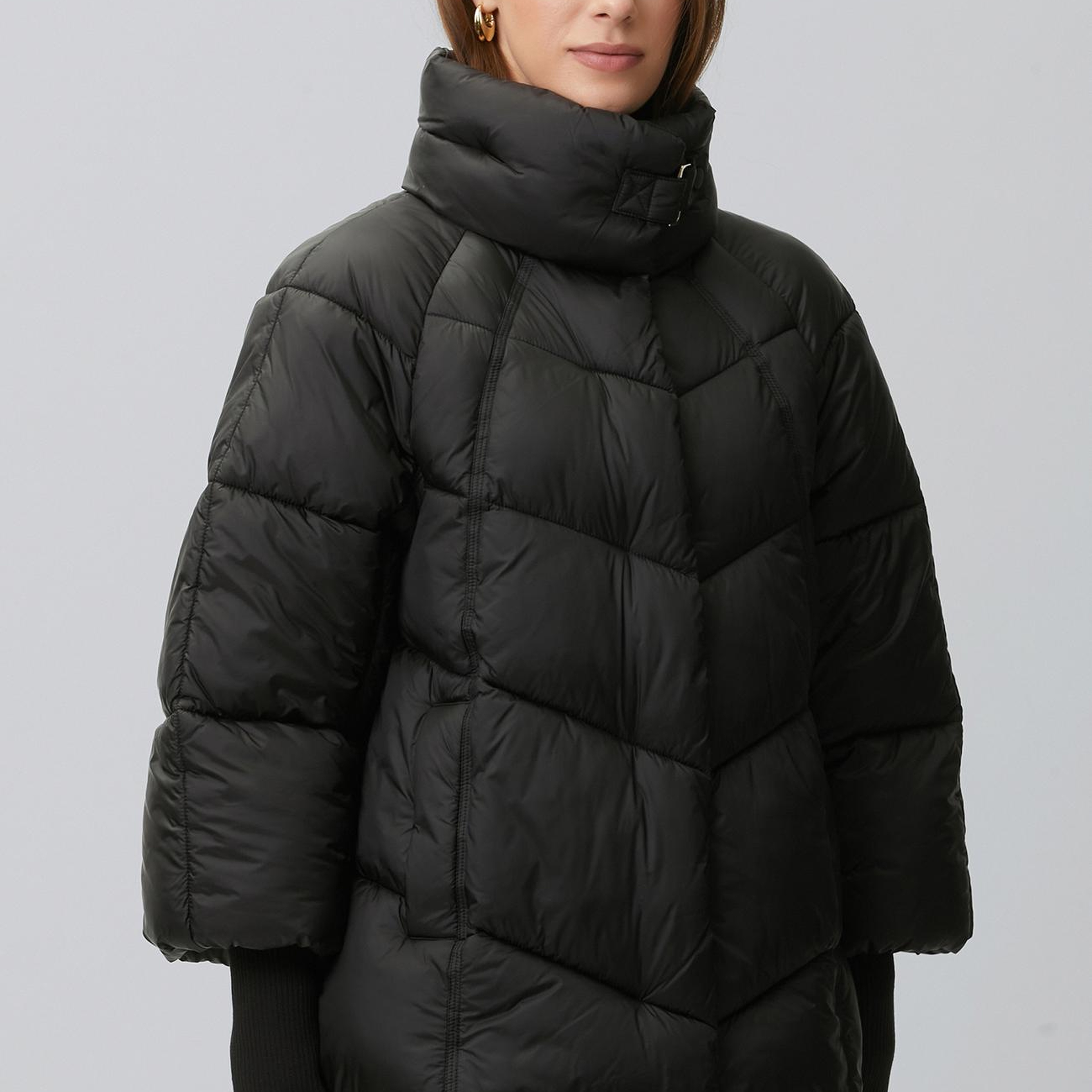 Network Kadın Siyah Oversize Puffer Mont