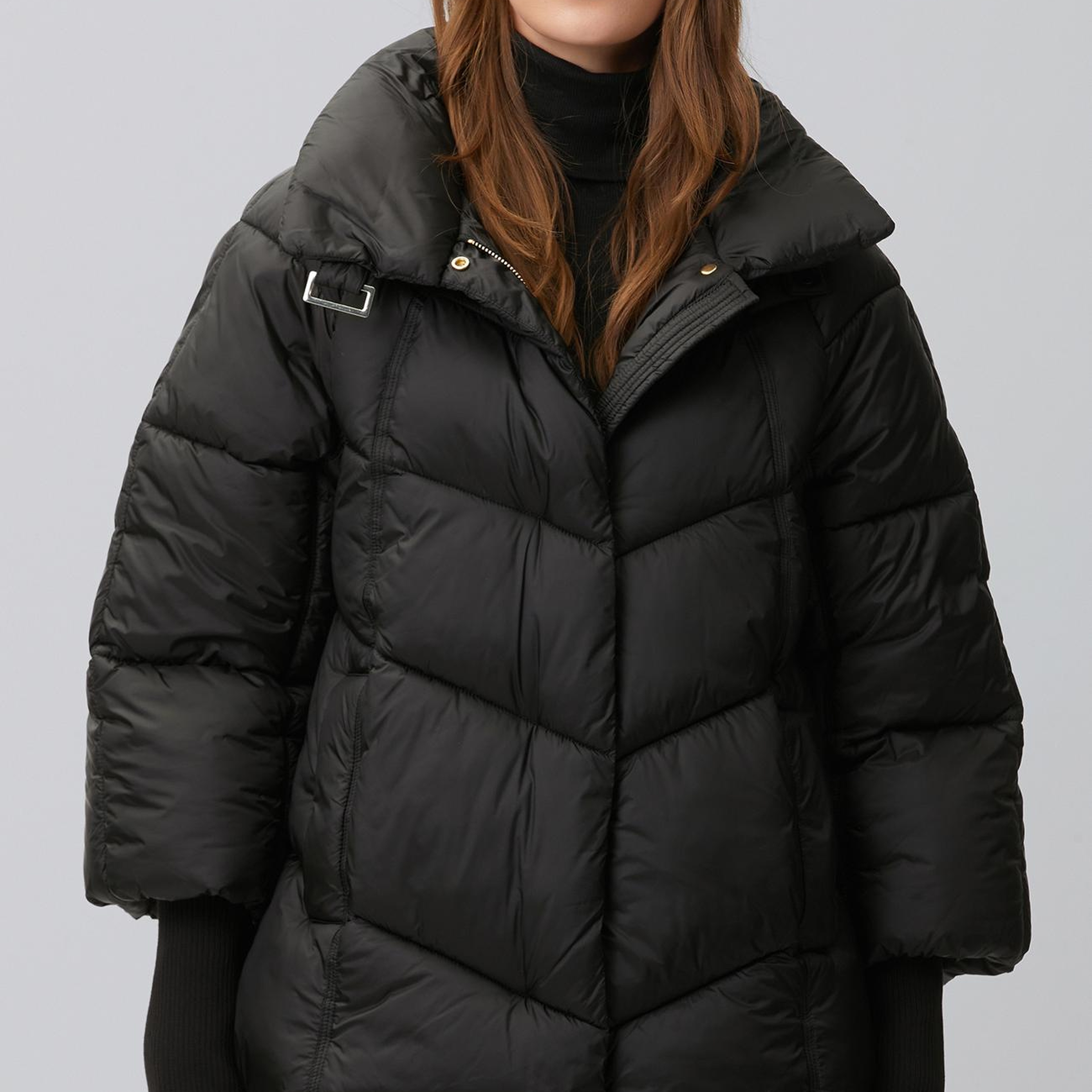 Network Kadın Siyah Oversize Puffer Mont