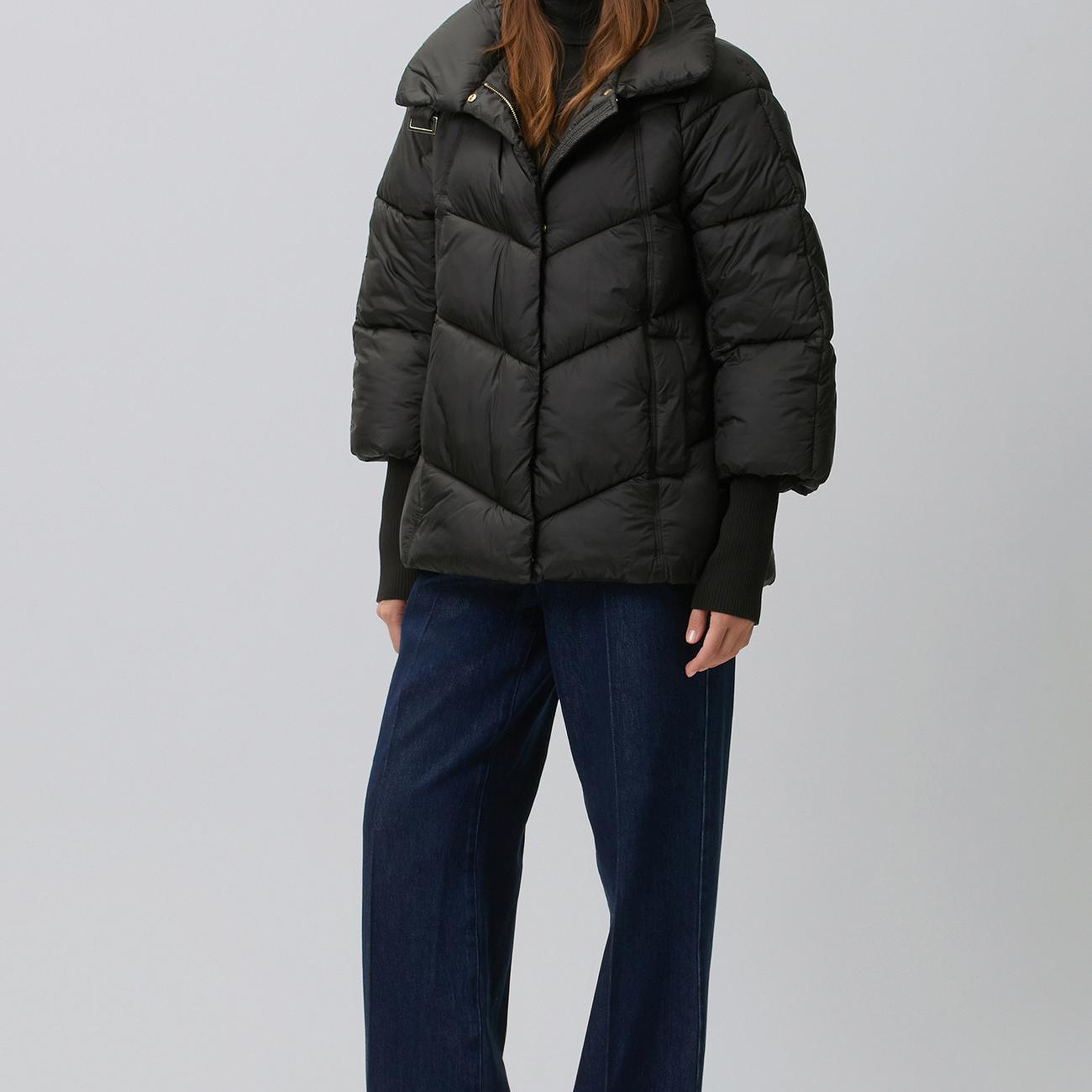 Network Kadın Siyah Oversize Puffer Mont