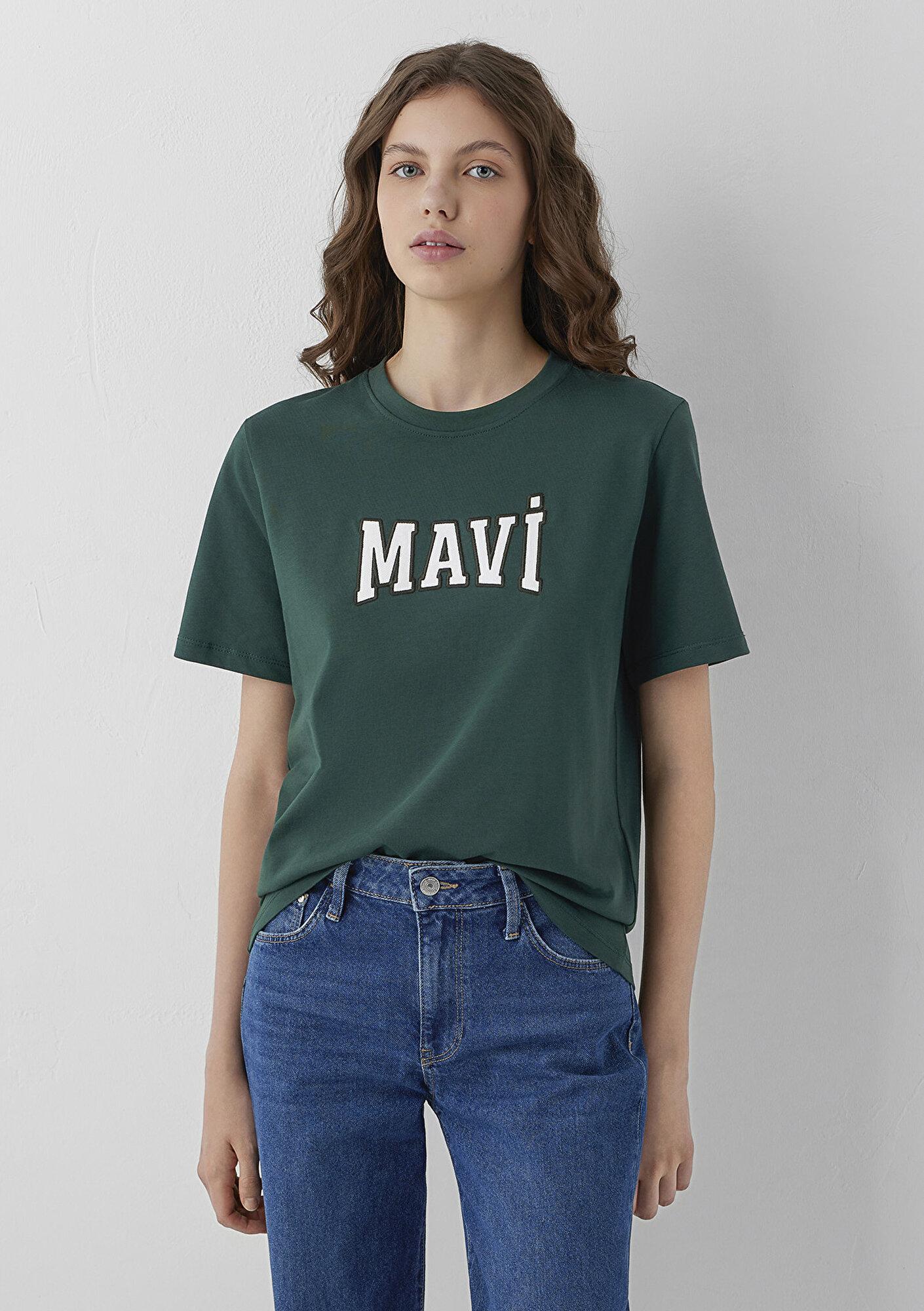 Mavi Mavi Logo Baskılı Yeşil Tişört Regular Fit / Normal Kesim 1614376-71538