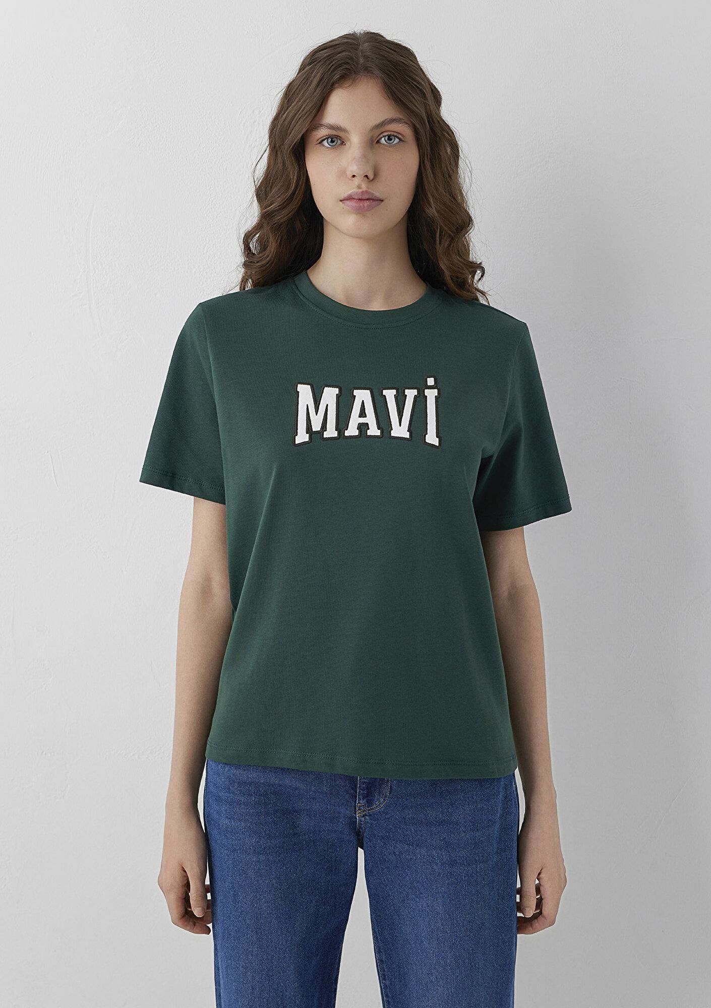 Mavi Mavi Logo Baskılı Yeşil Tişört Regular Fit / Normal Kesim 1614376-71538