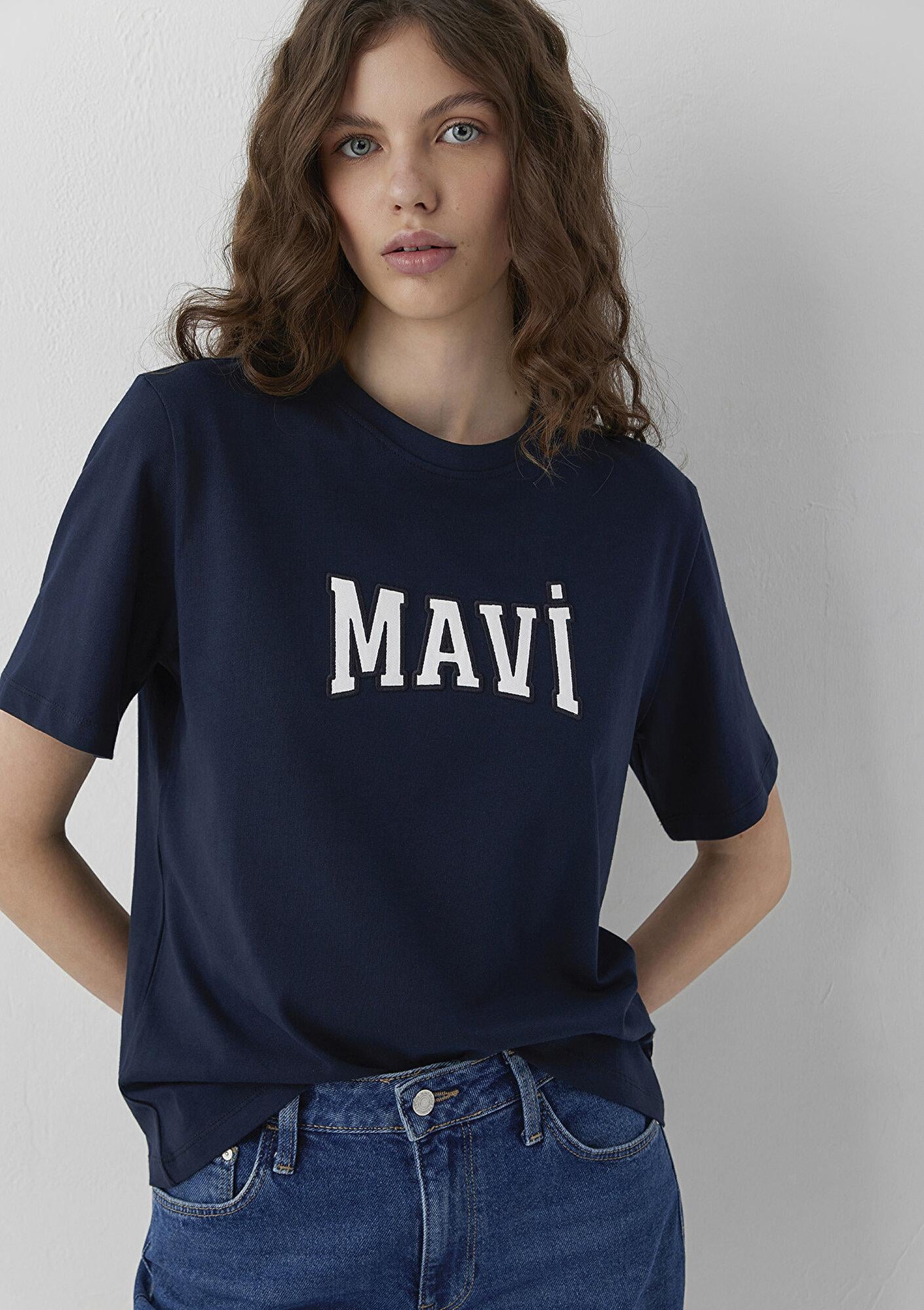 Mavi Mavi Logo Baskılı Lacivert Tişört Regular Fit / Normal Kesim 1614376-80872