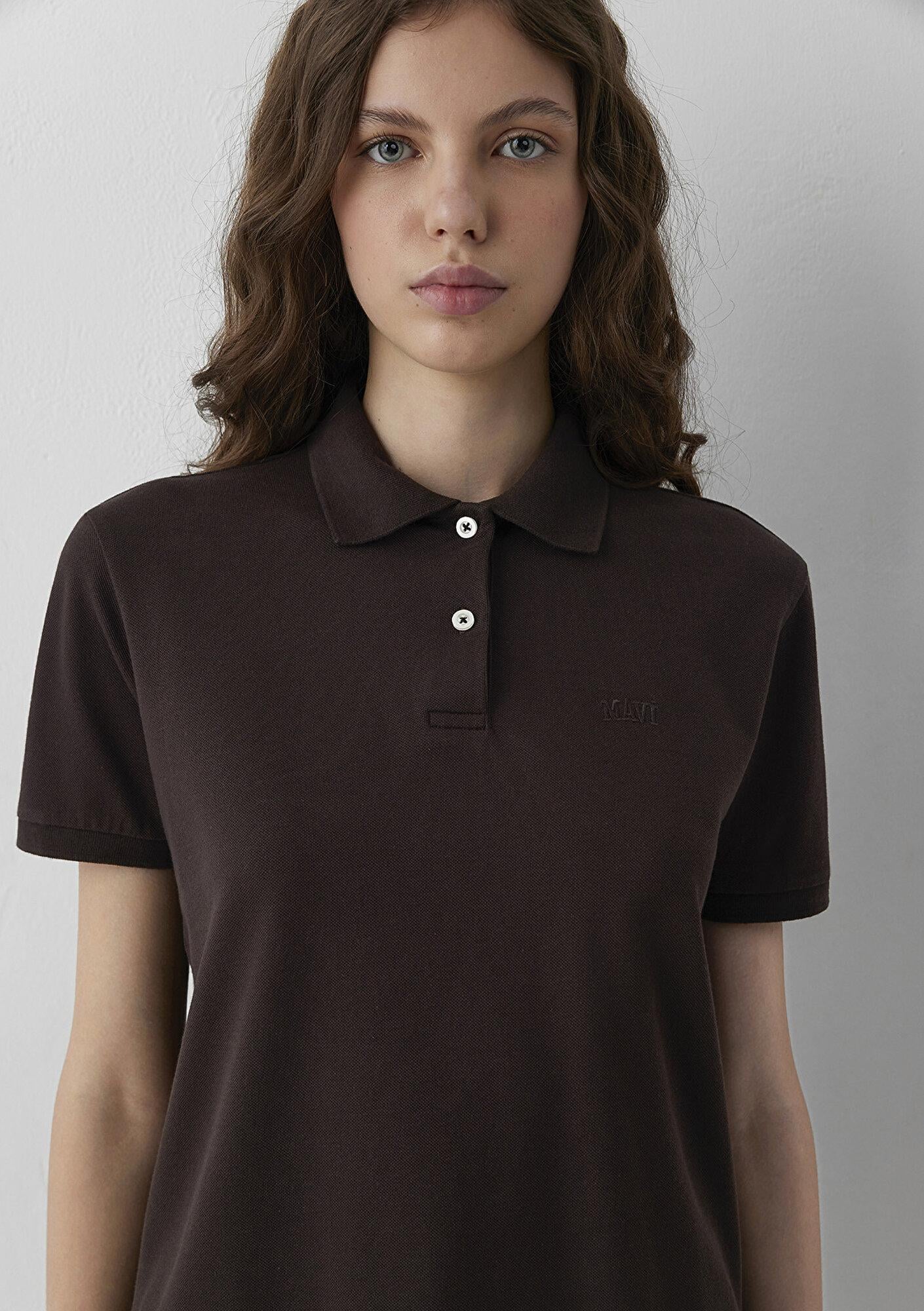 Mavi Mavi Logo Baskılı Kahverengi Polo Tişört Regular Fit / Normal Kesim 1614192-70240