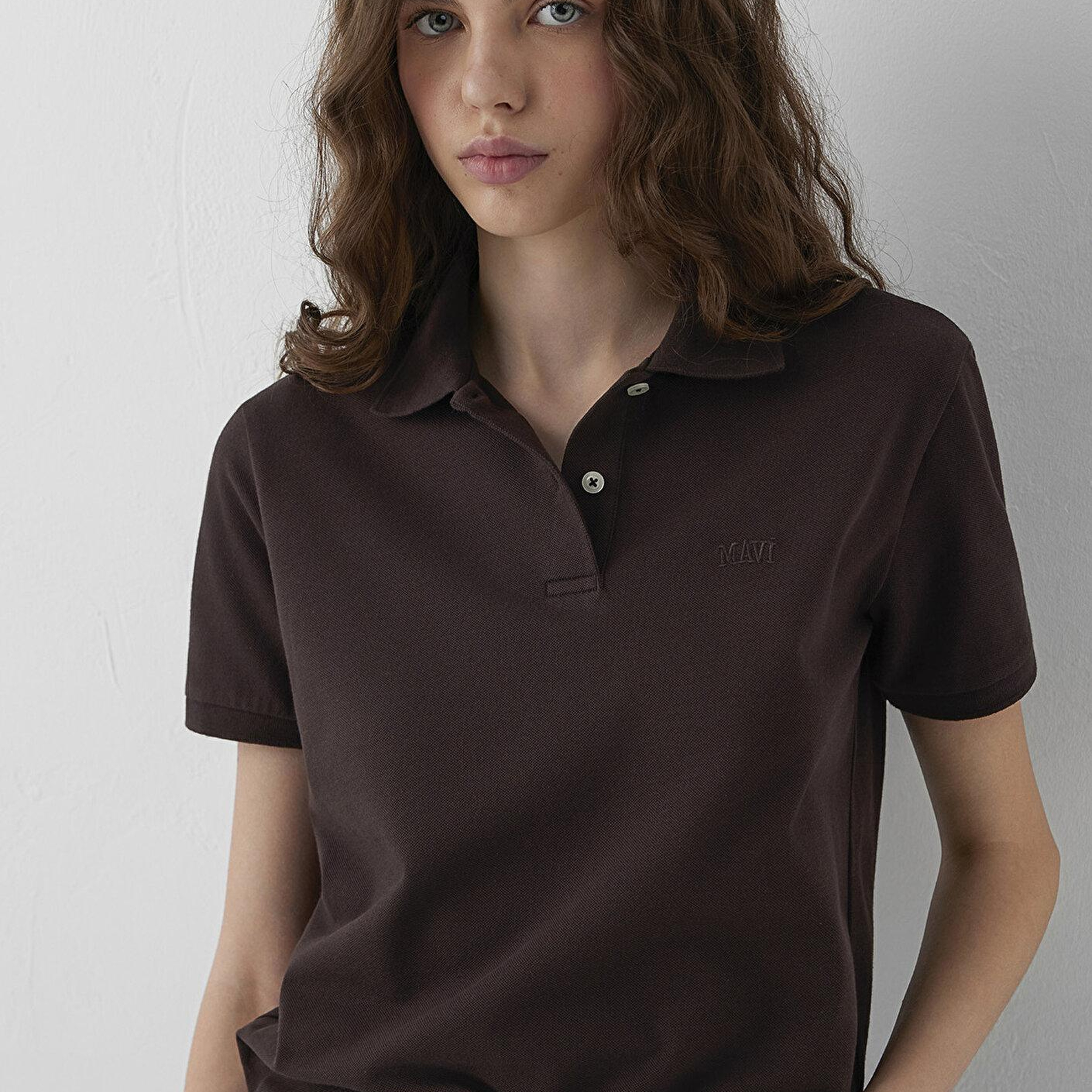 Mavi Mavi Logo Baskılı Kahverengi Polo Tişört Regular Fit / Normal Kesim 1614192-70240
