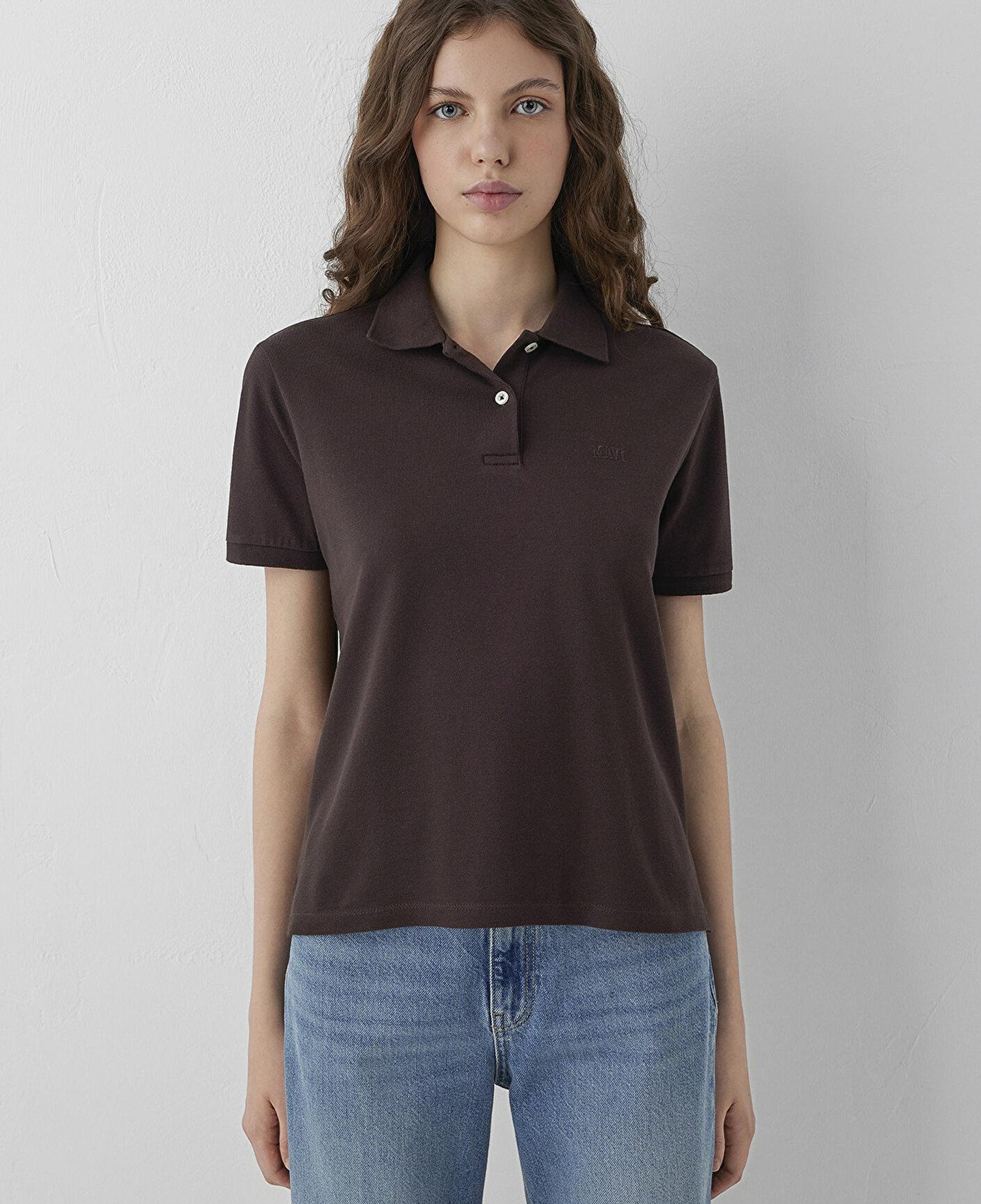 Mavi Mavi Logo Baskılı Kahverengi Polo Tişört Regular Fit / Normal Kesim 1614192-70240