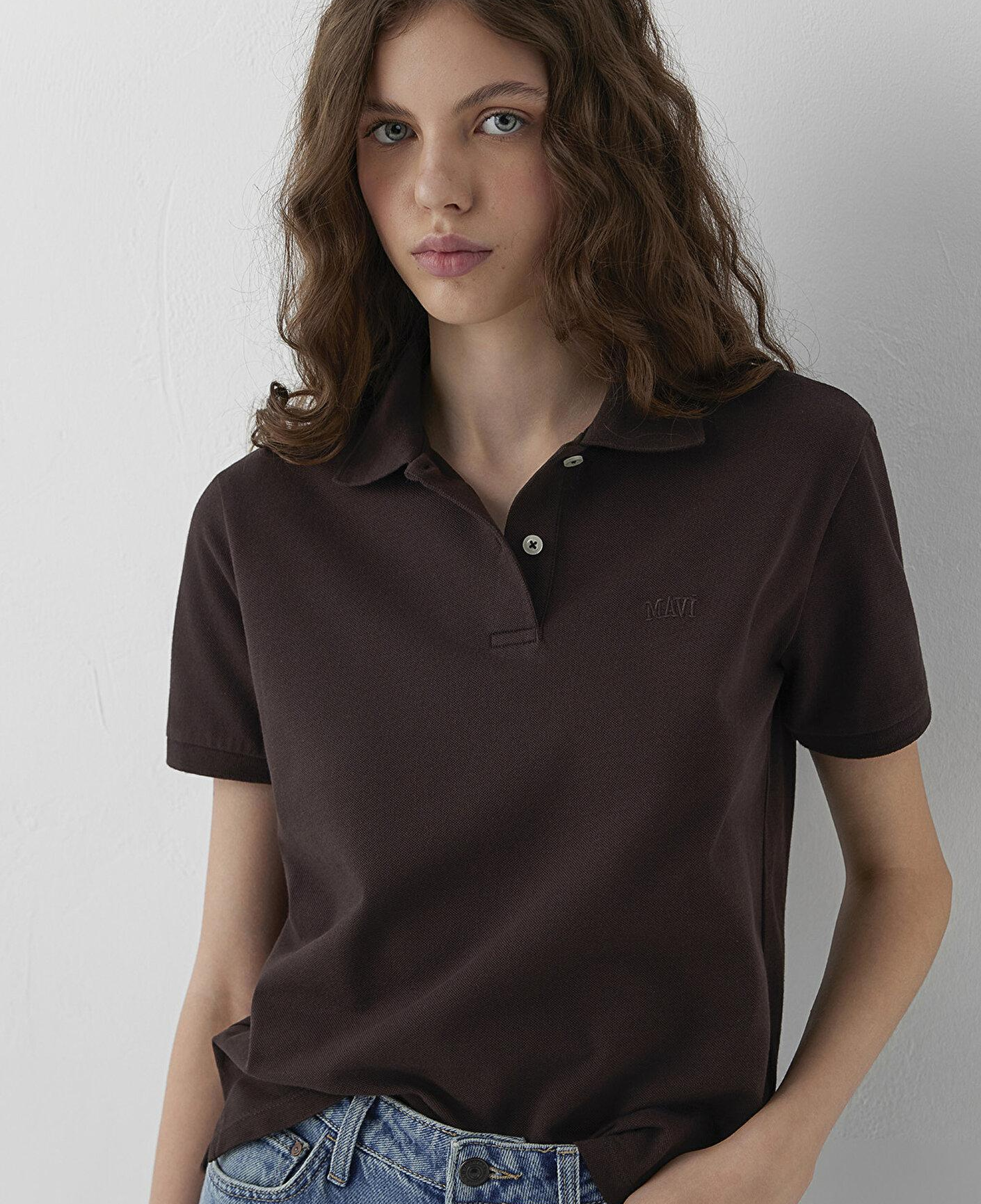 Mavi Mavi Logo Baskılı Kahverengi Polo Tişört Regular Fit / Normal Kesim 1614192-70240