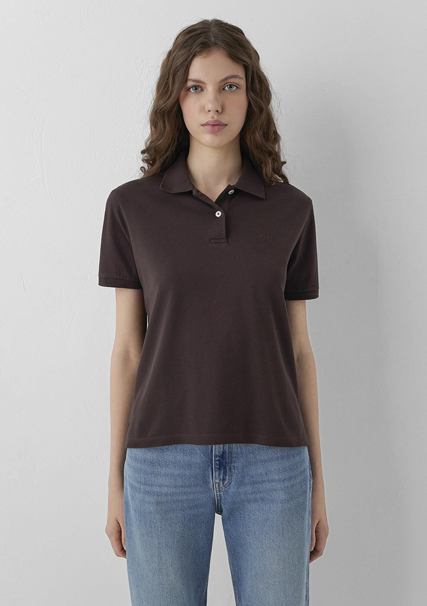 Mavi Mavi Logo Baskılı Kahverengi Polo Tişört Regular Fit / Normal Kesim 1614192-70240
