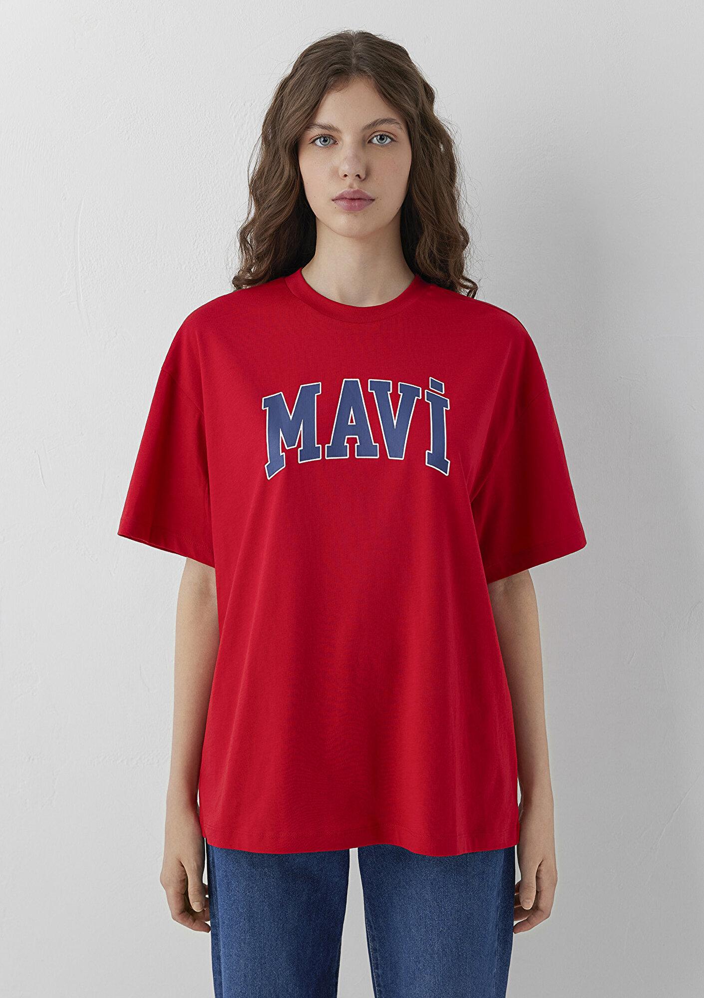 Mavi Mavi Logo Baskılı Kırmızı Tişört Oversize / Geniş Kesim 1600843-86417