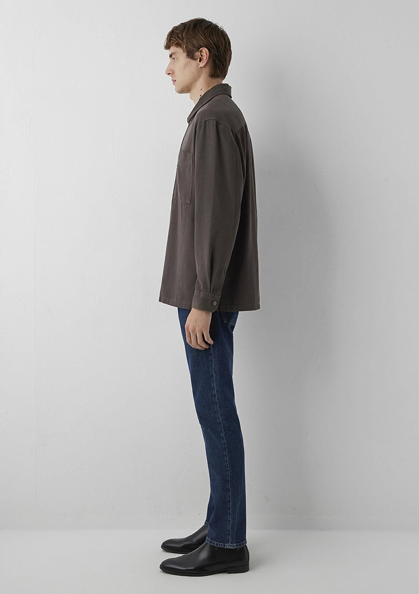 Mavi Kahverengi Gömlek Loose Fit / Bol Rahat Kesim 0212121-70220