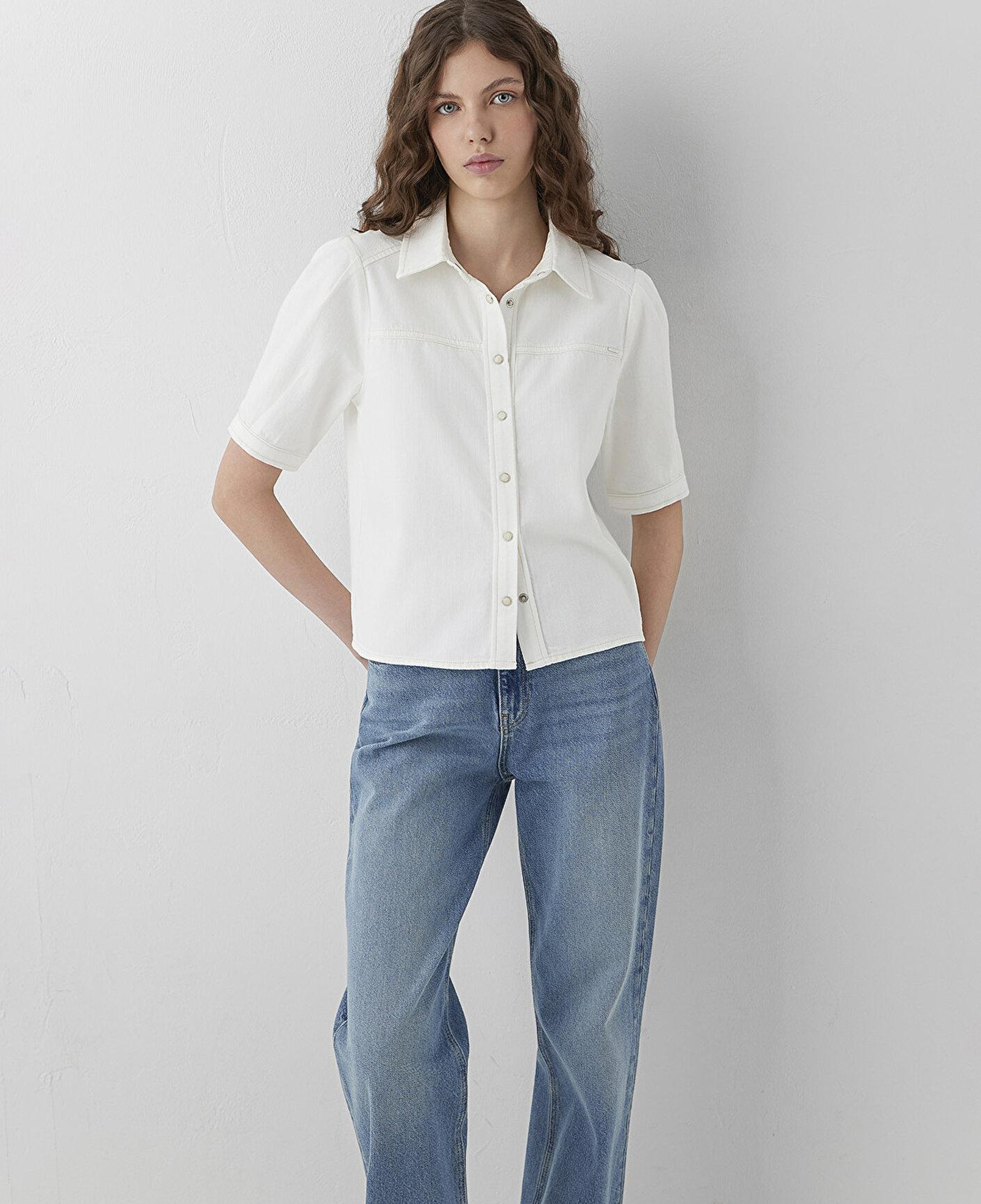 Mavi Lisia Iconic Ekru Jean Gömlek Crop / Kısa Kesim 1217128-A6910