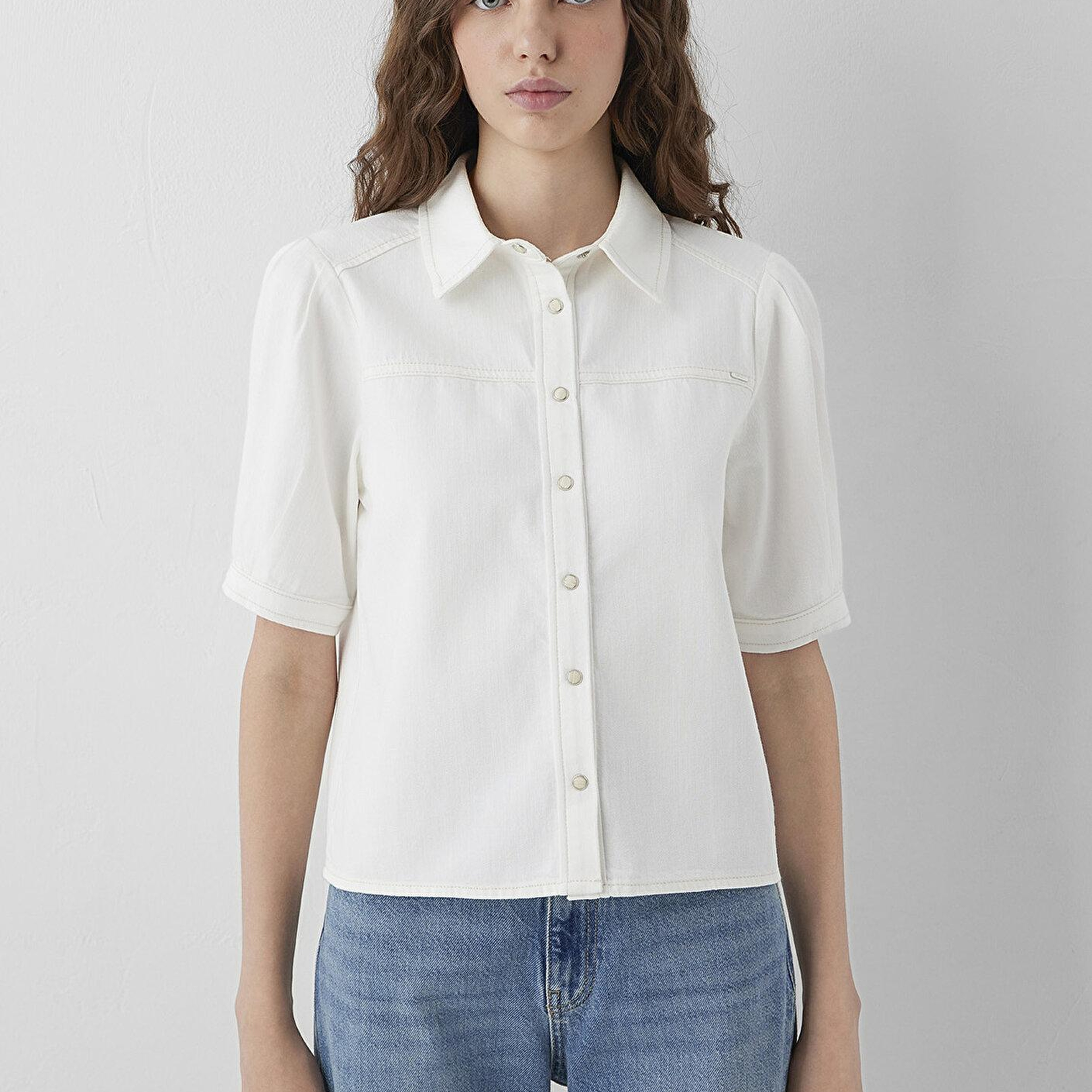 Mavi Lisia Iconic Ekru Jean Gömlek Crop / Kısa Kesim 1217128-A6910