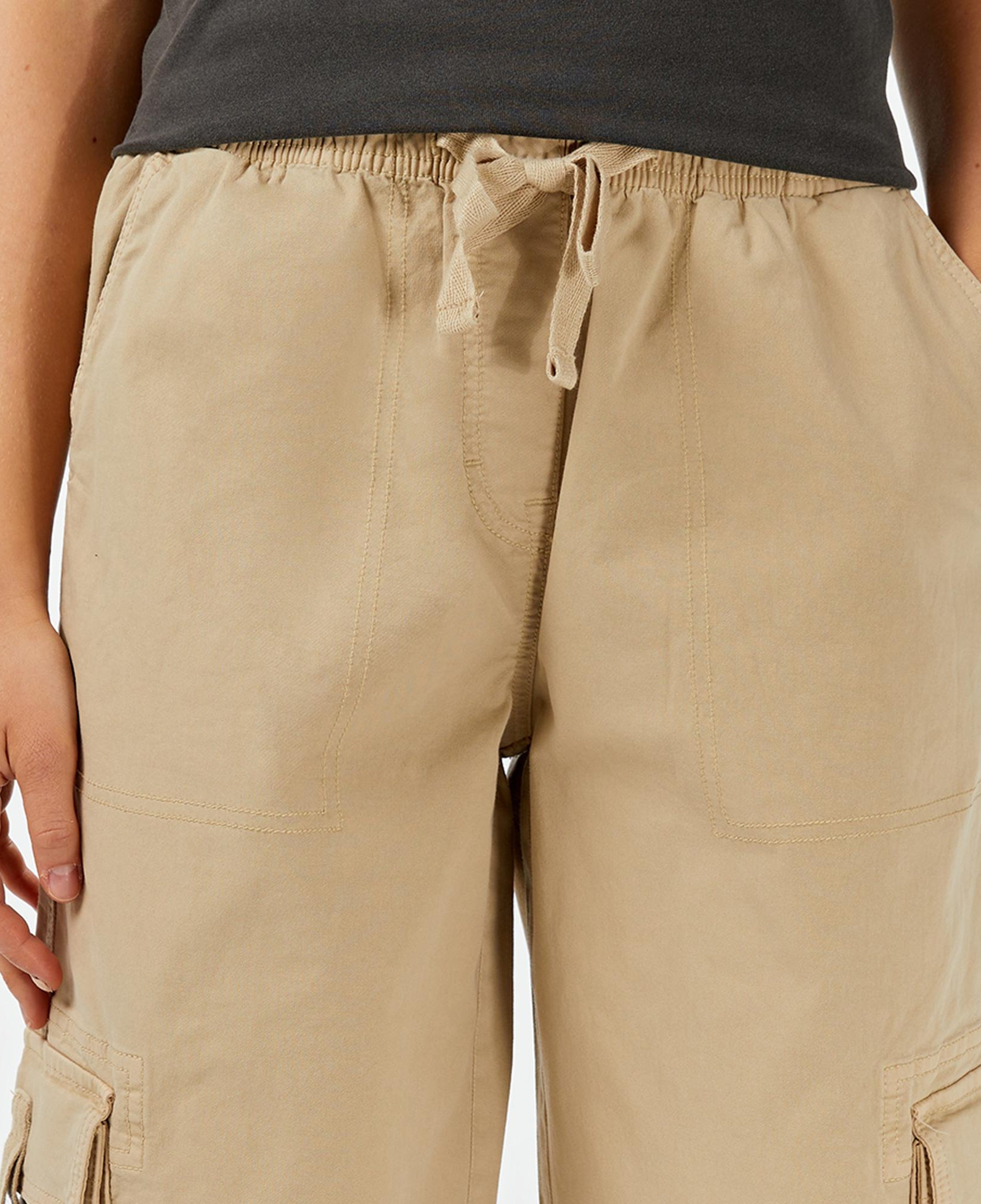 Tommy Hilfiger Loose Cargo Kadın Krem Pantolon