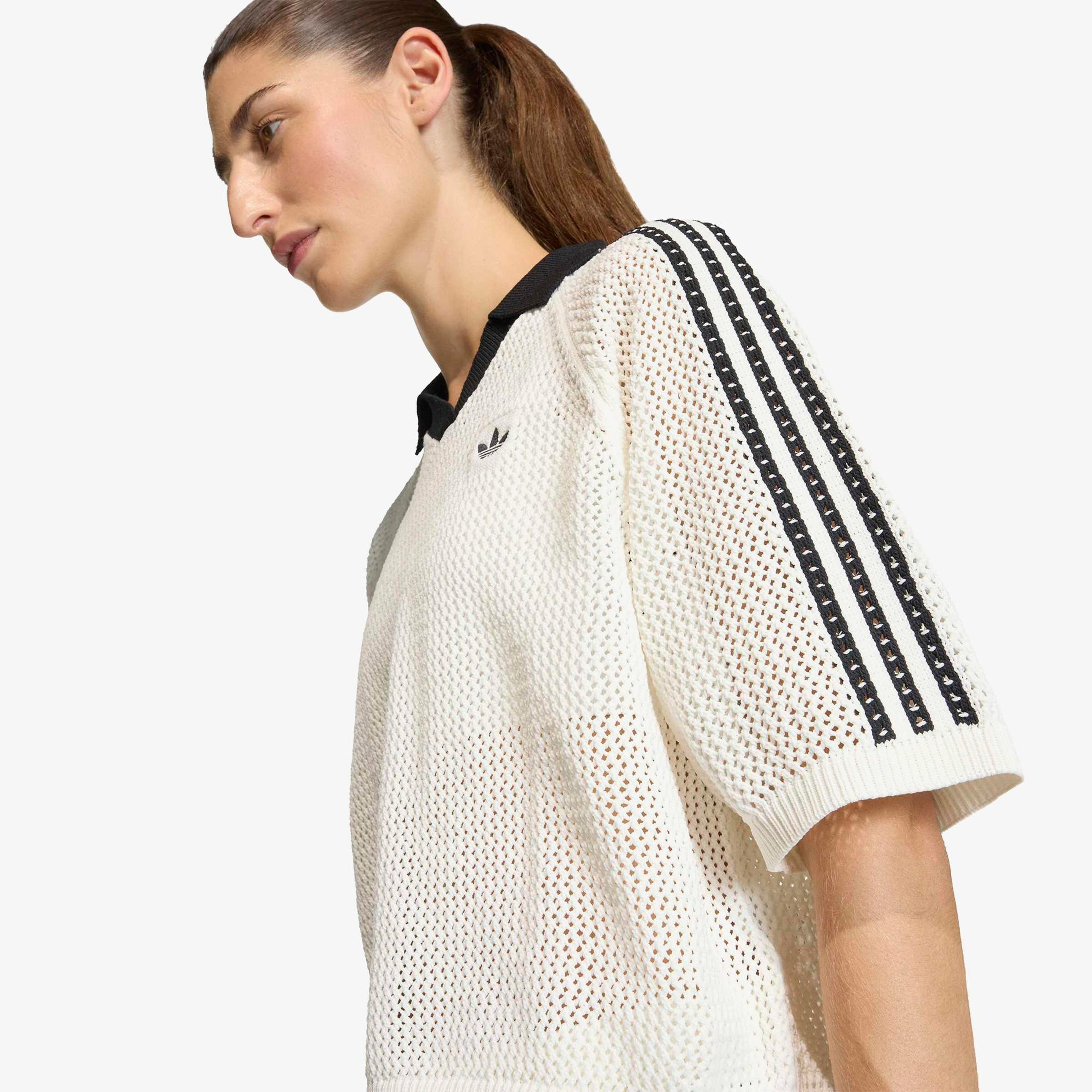 adidas Crochet Kadın Beyaz Polo