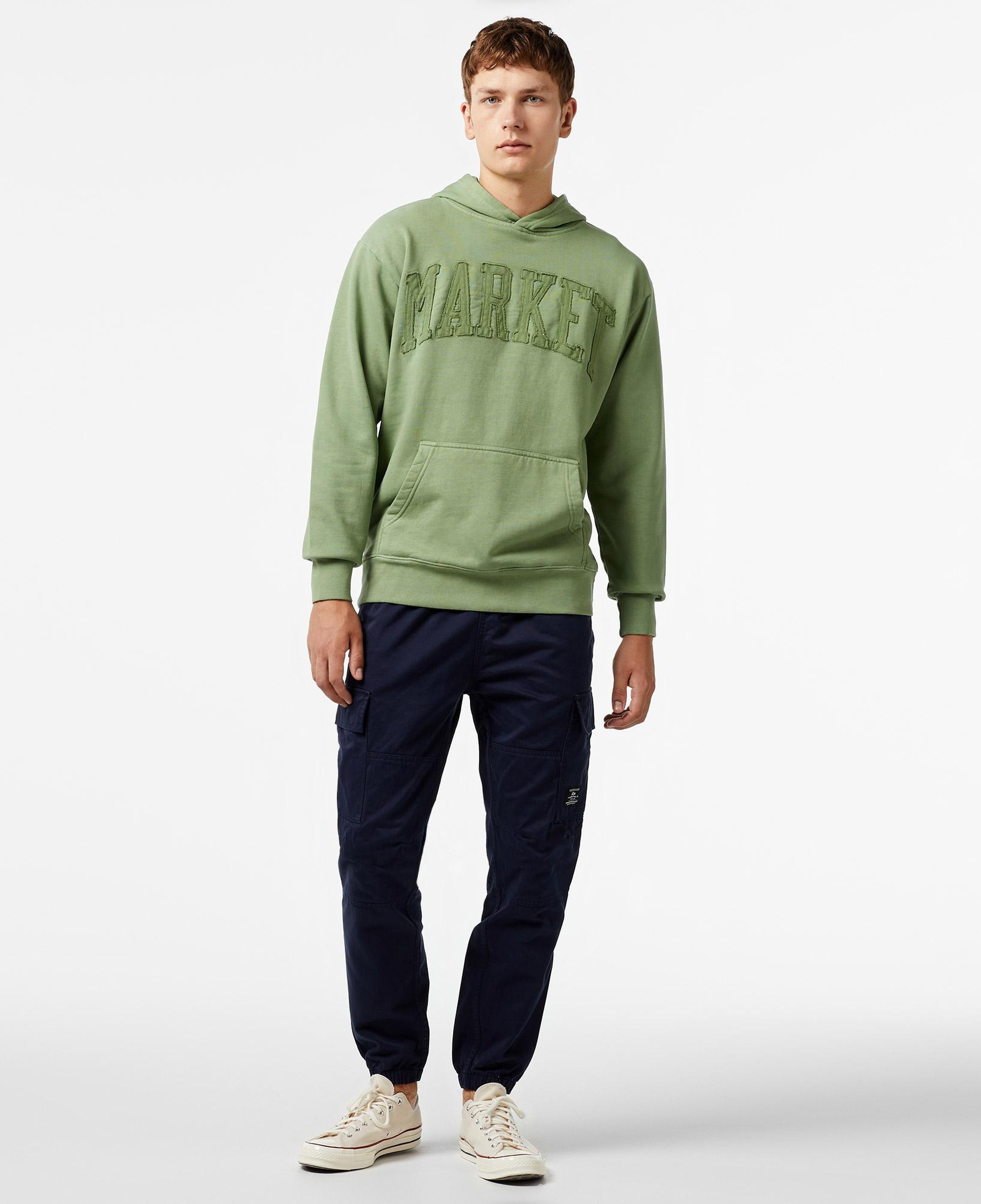 Market Vintage Wash Arc Erkek Haki Hoodie