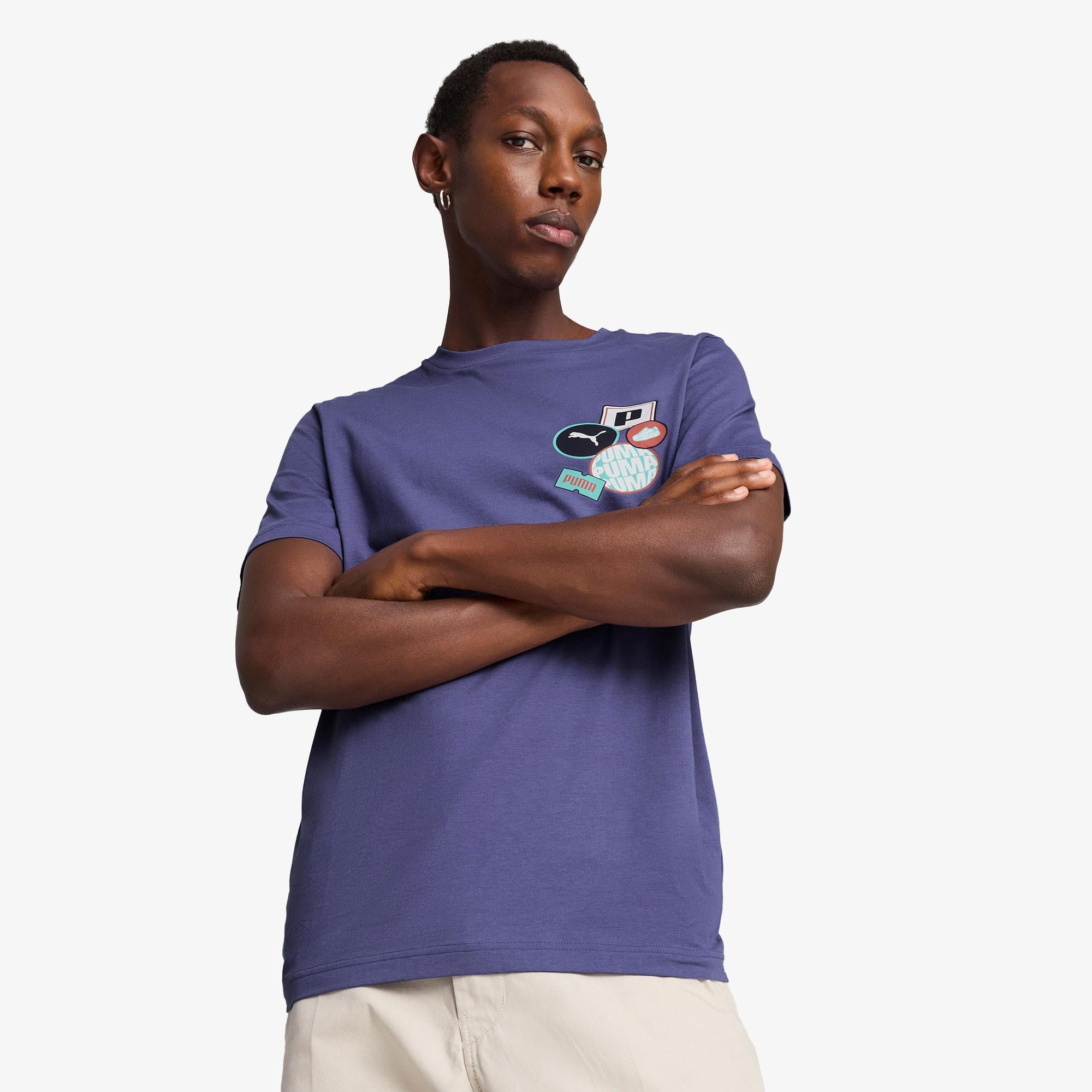 Puma Graphics icon Erkek Mavi T-Shirt